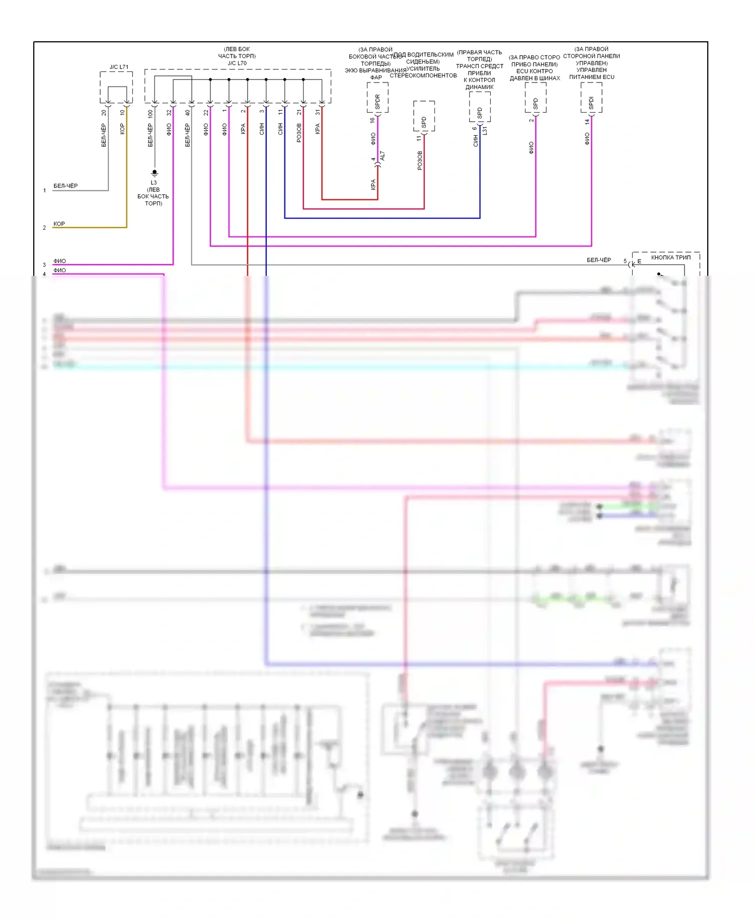 Prius Toyota III рестайлинг (2011-2015): Электросхема приборной панели (3 из 3) 
