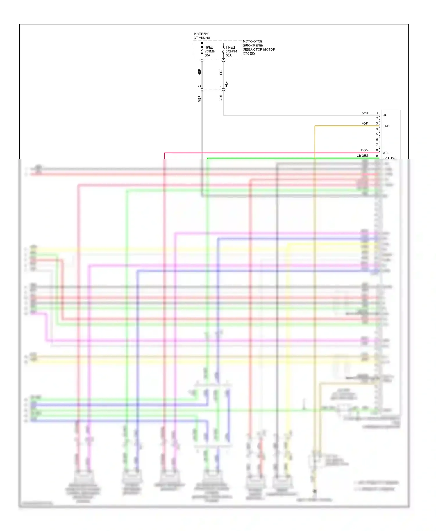 Prius Toyota III рестайлинг (2011-2015): Электросхема навигации, с усилителем магнитолы и дисплея и отдельным усилителем (5 из 5) 