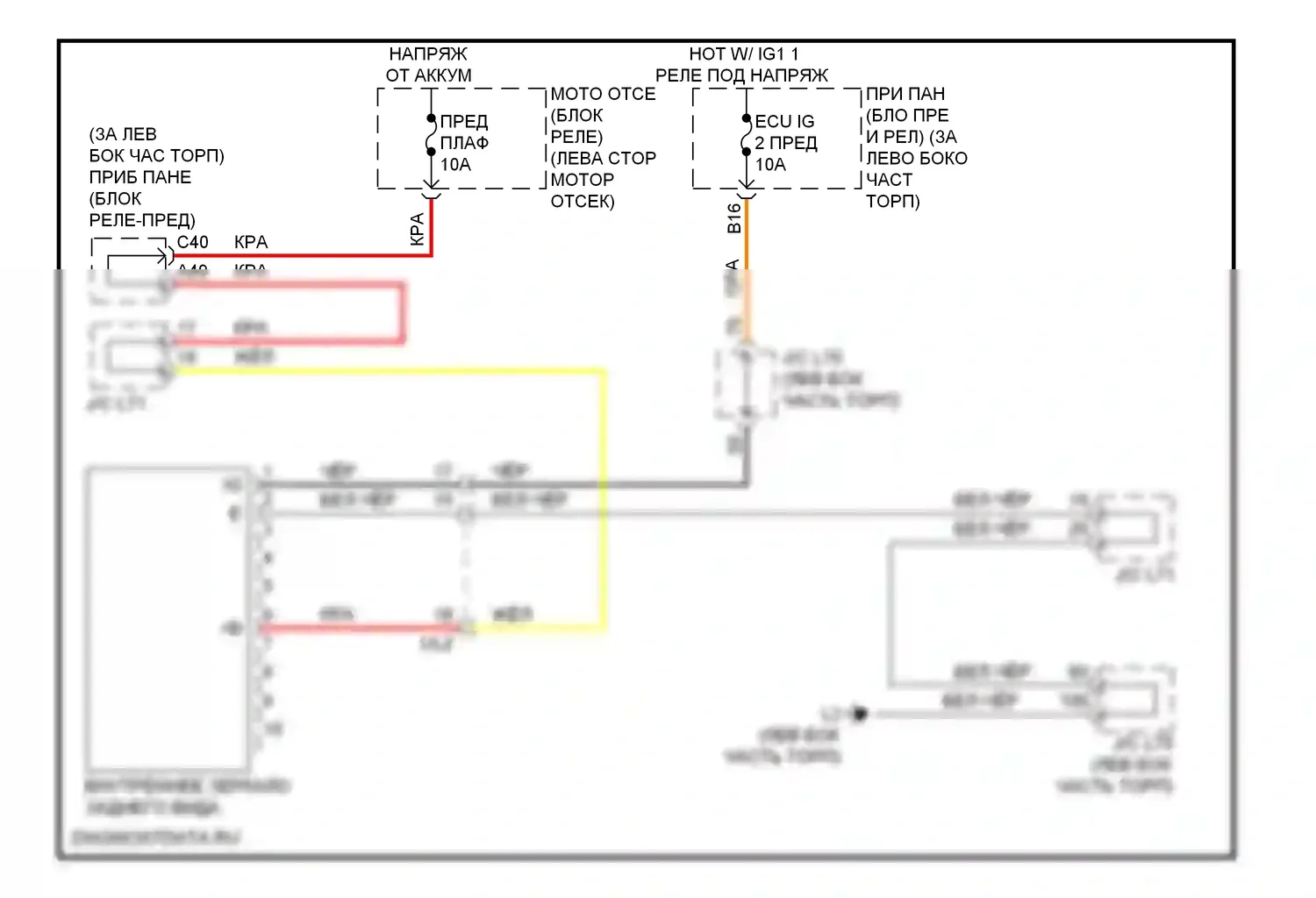 Prius Toyota III рестайлинг (2011-2015): Электросхема электрохромного зеркала 