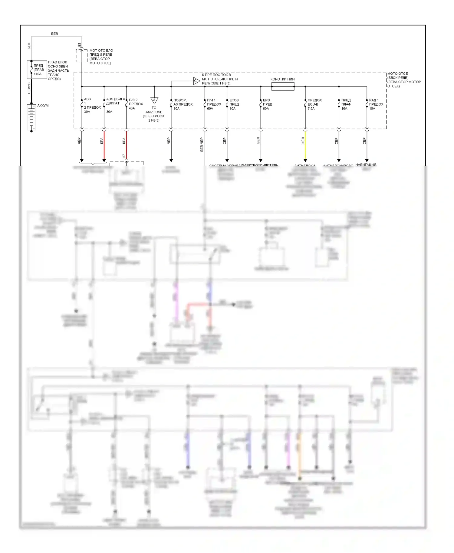 Prius Toyota III (2009-2011): Электросхема блока предохранителей реле (1 из 3) 