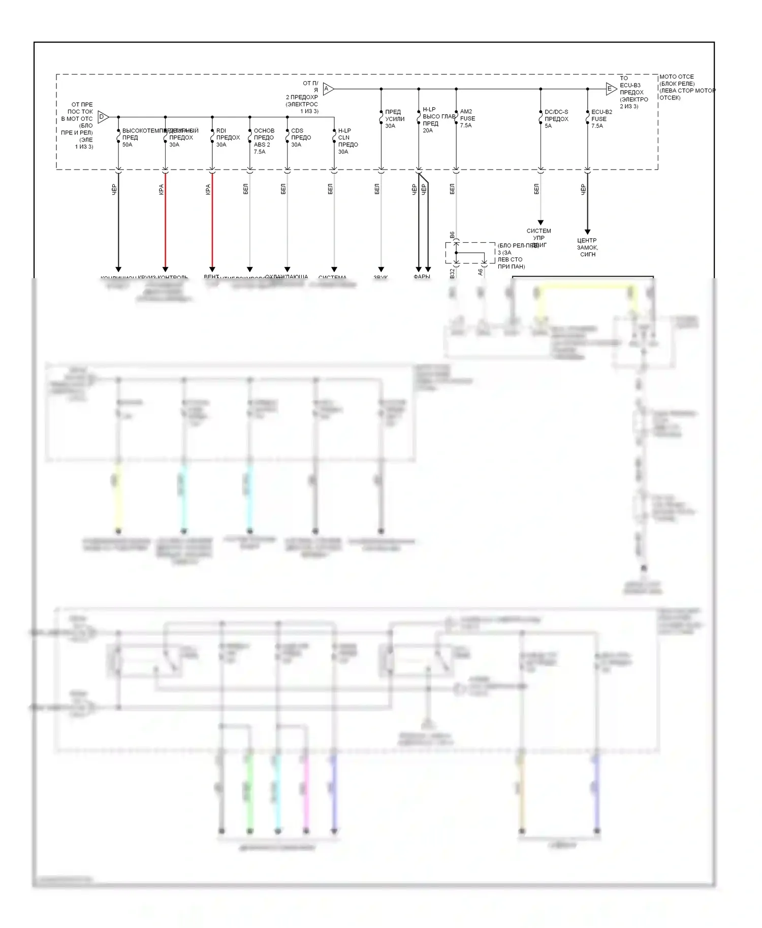 Prius Toyota III (2009-2011): Электросхема блока предохранителей реле (2 из 3) 
