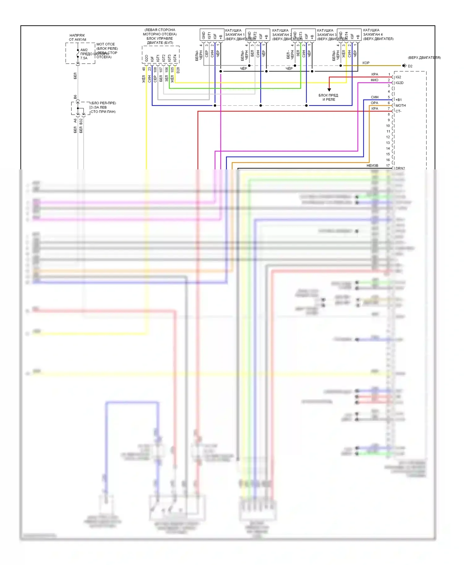 Prius Toyota III (2009-2011): Электросхема двигателя 1.8l, электросхема гибридной системы (6 из 6) 