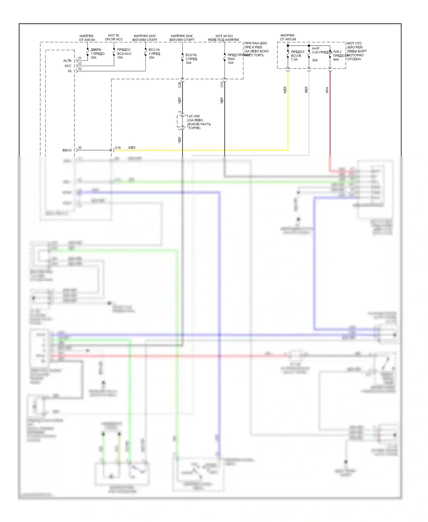 Prius Toyota III (2009-2011): Электросхема омывателя фар 
