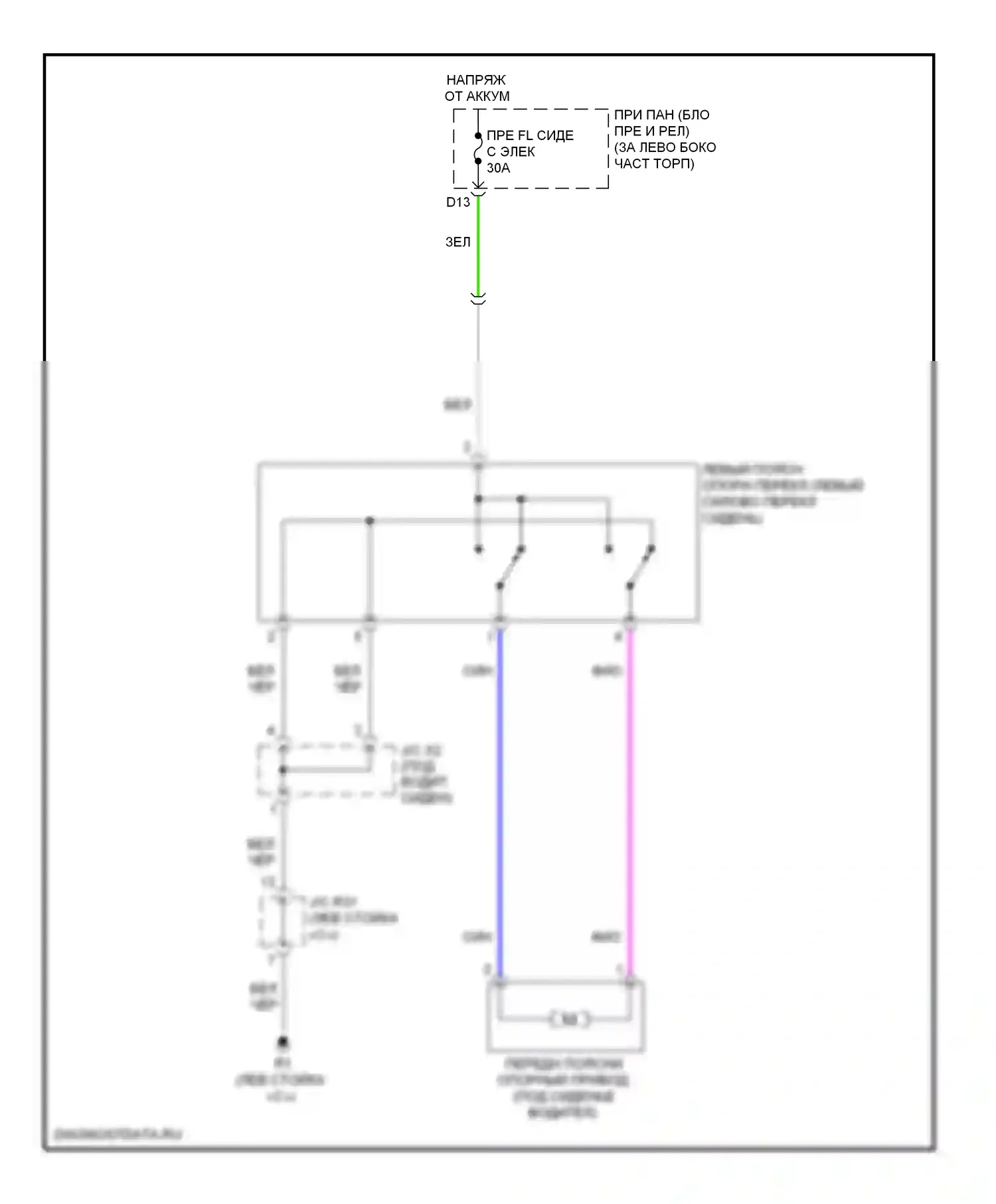 Prius Toyota III (2009-2011): Электросхема сидений 