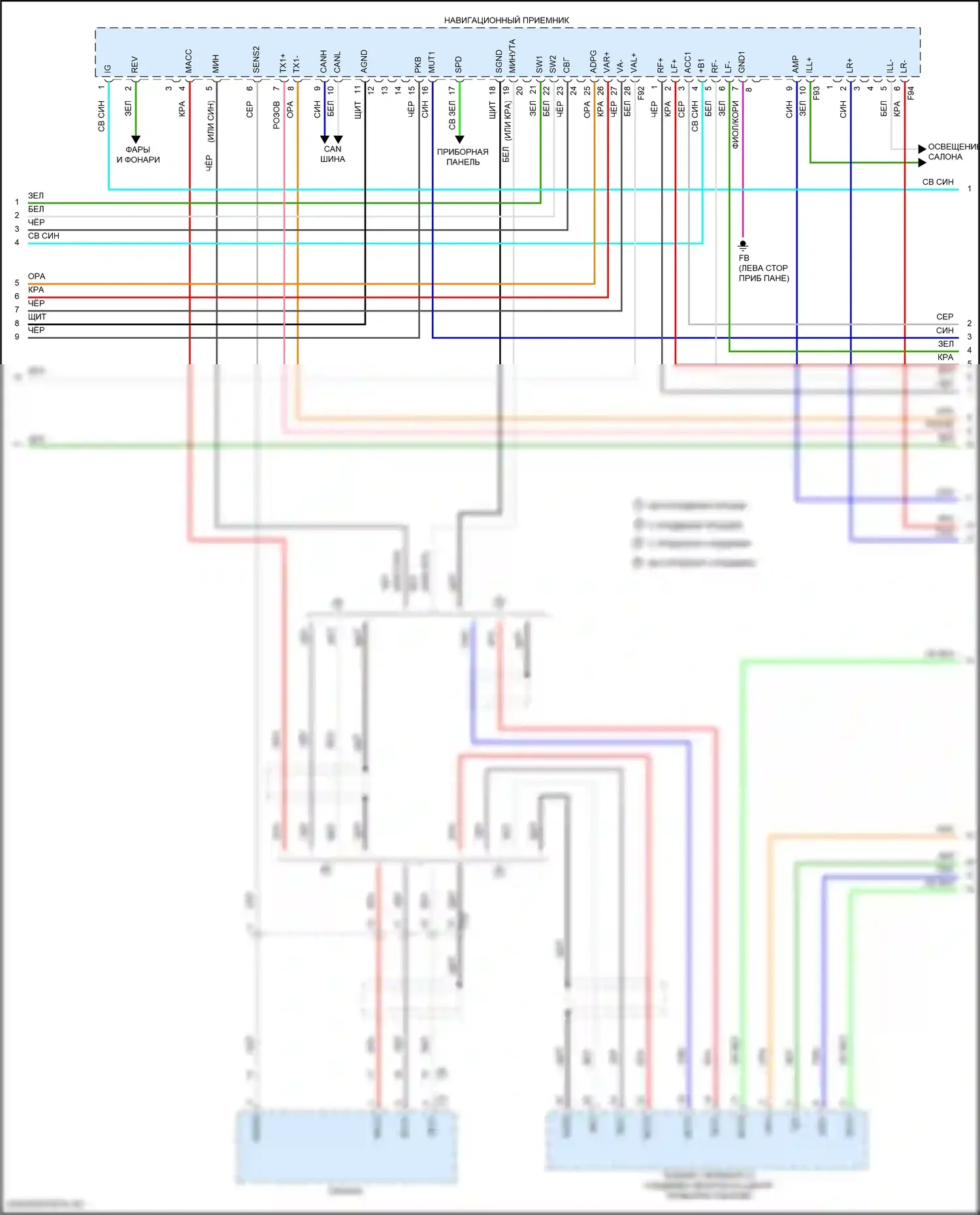 Prius Toyota IV рестайлинг (2018-2023): Электросхема магнитолы, с отдельным усилителем (3 из 4) 