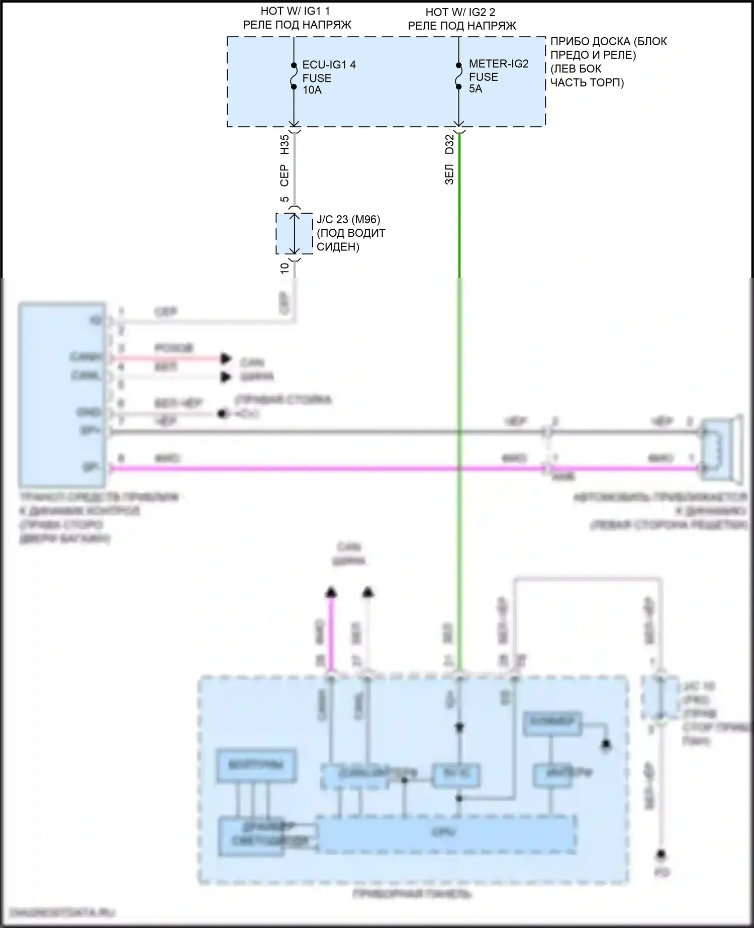 Prius Toyota IV рестайлинг (2018-2023): Электросхема уведомления о приближении транспортного средства 