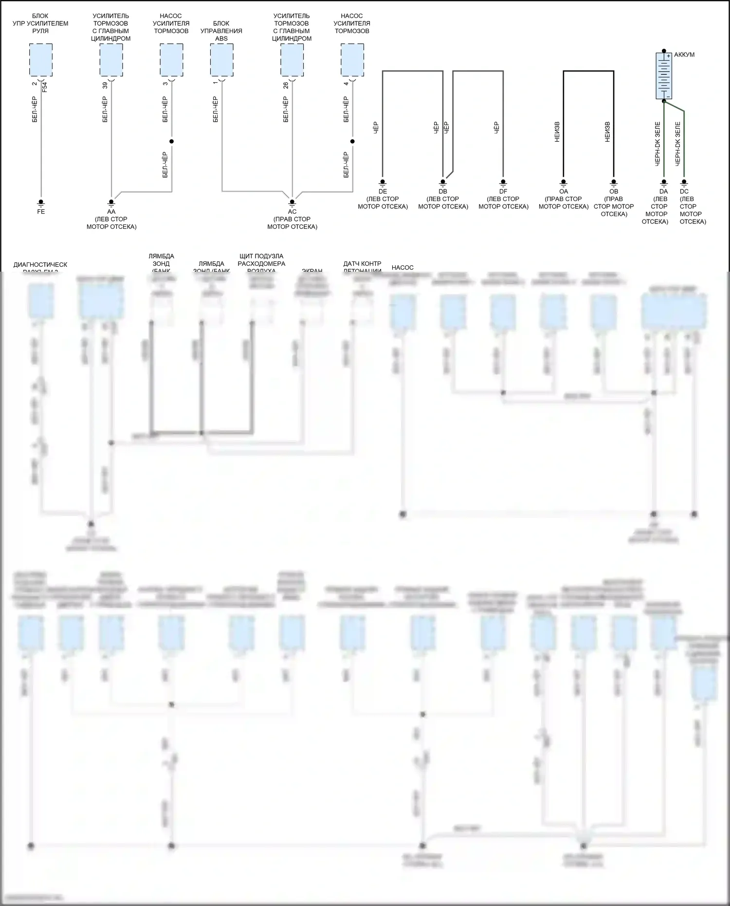 Prius Toyota IV рестайлинг (2018-2023): Электросхема точек подключения масс (2 из 5) 