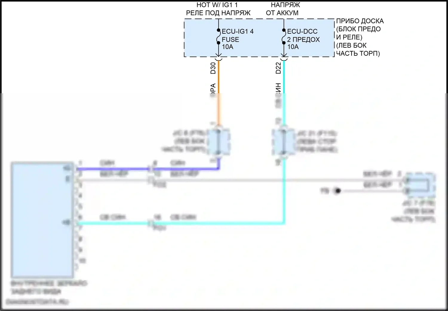 Prius Toyota IV рестайлинг (2018-2023): Электросхема электрохромного зеркала, с открывателем гаражной двери 