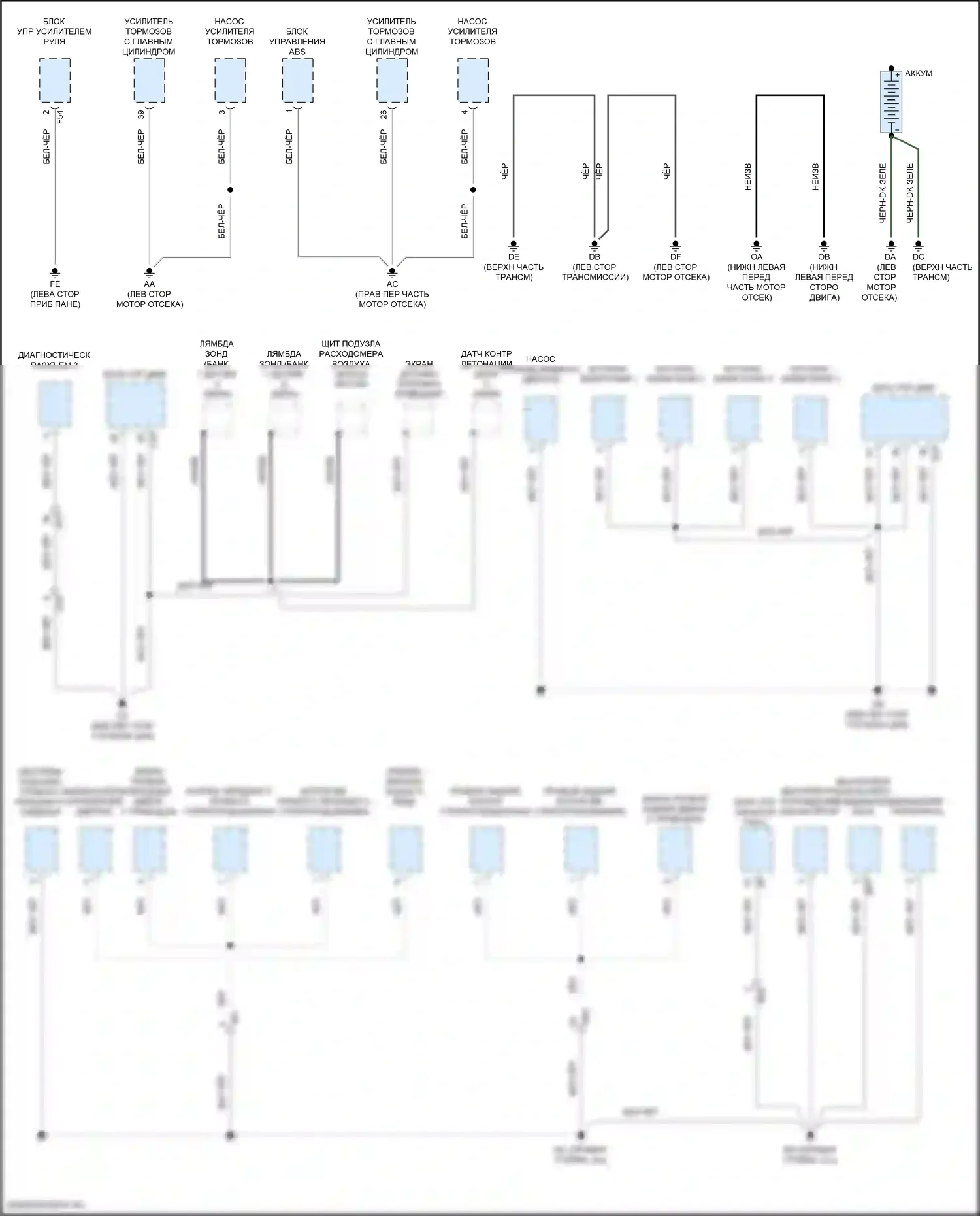 Prius Toyota IV (2015-2019): Электросхема точек подключения масс (2 из 5) 