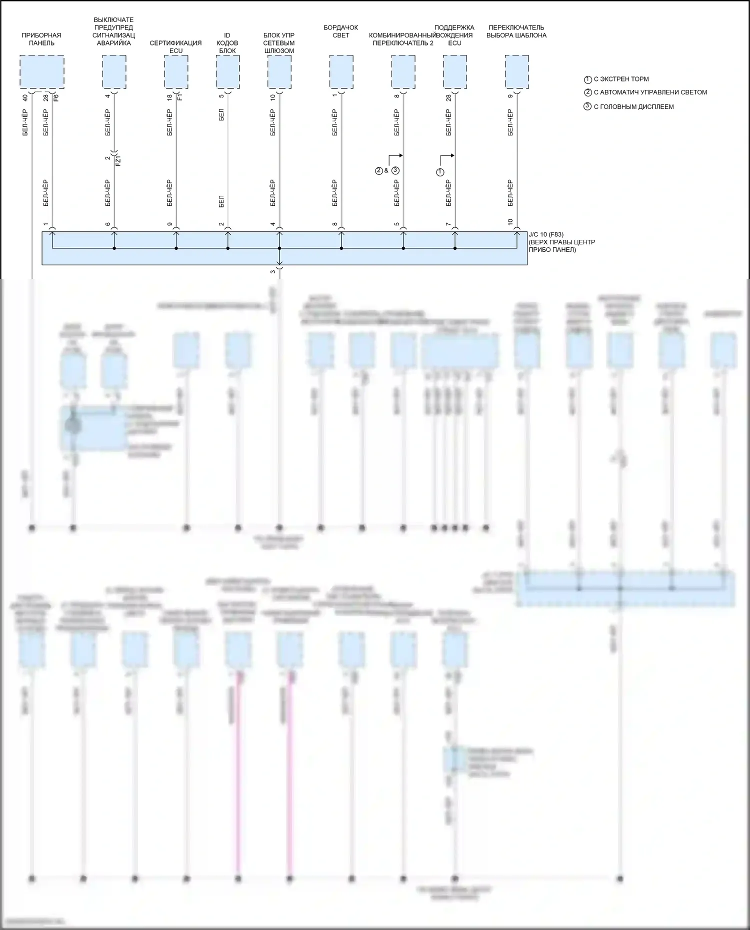 Prius Toyota IV (2015-2019): Электросхема точек подключения масс (3 из 5) 