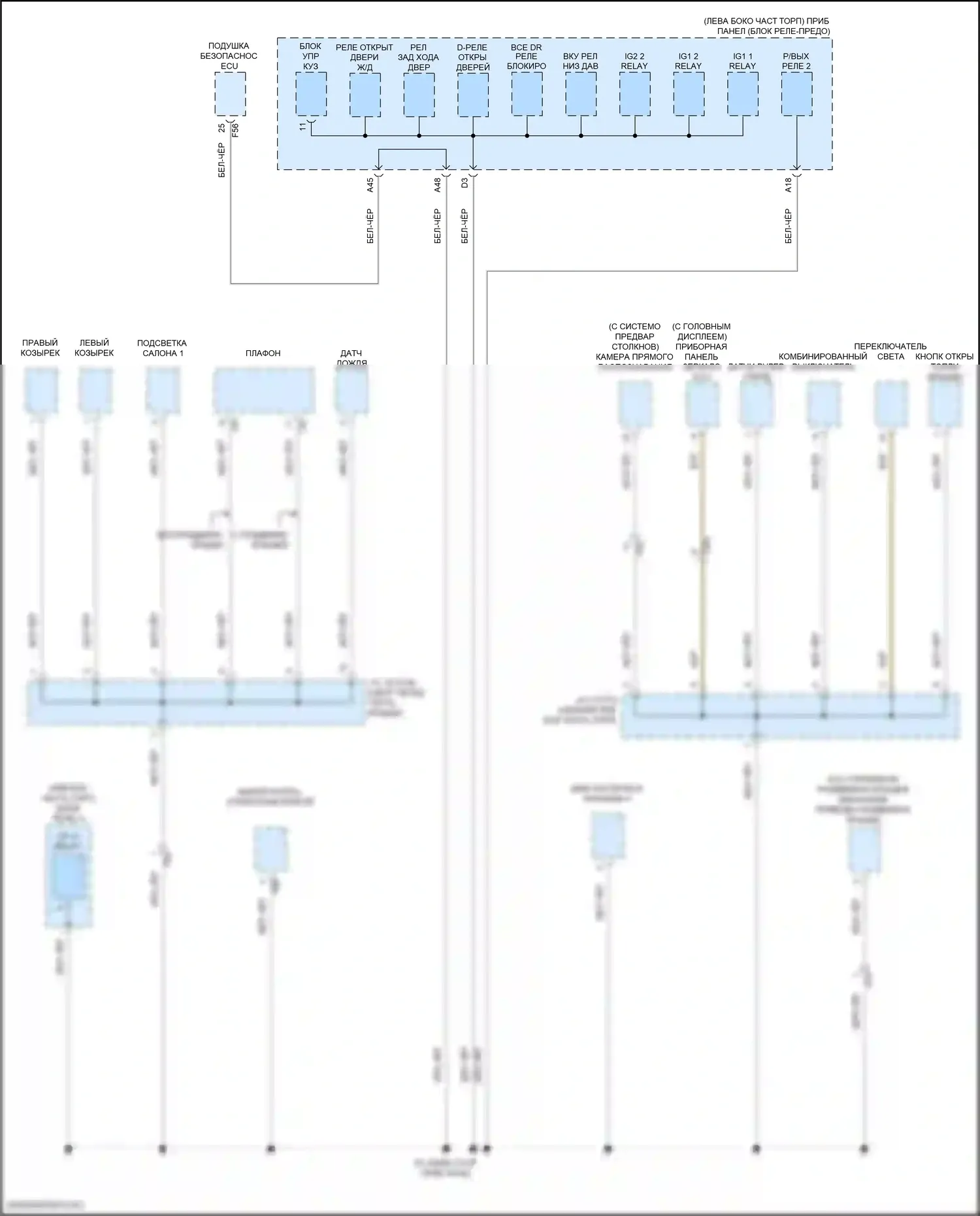 Prius Toyota IV (2015-2019): Электросхема точек подключения масс (4 из 5) 