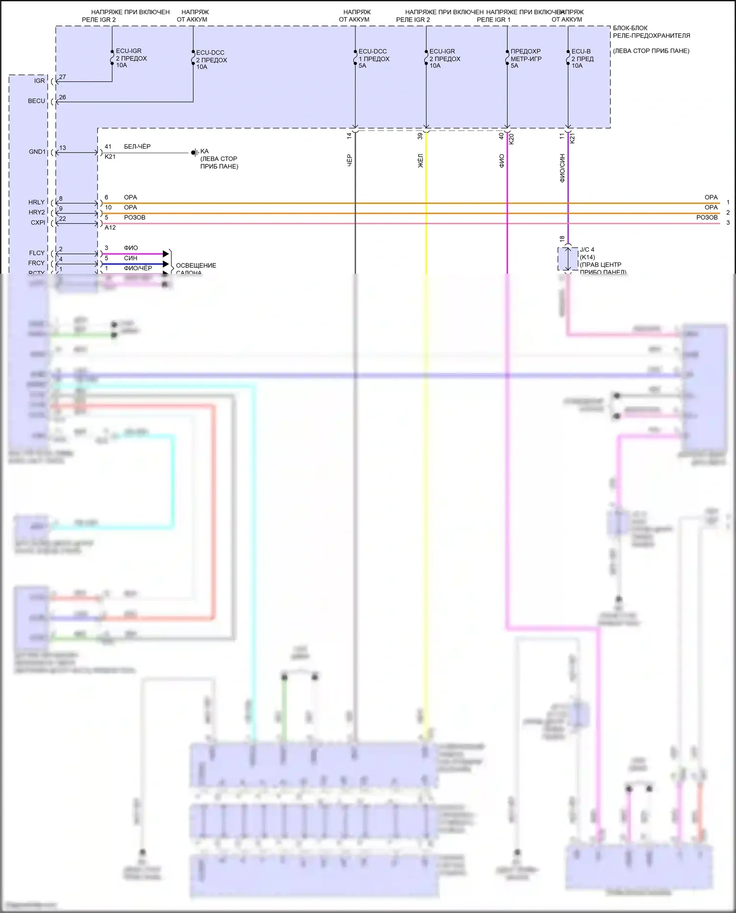 Prius Toyota V (2023-2024): Электросхема фар (1 из 2) 