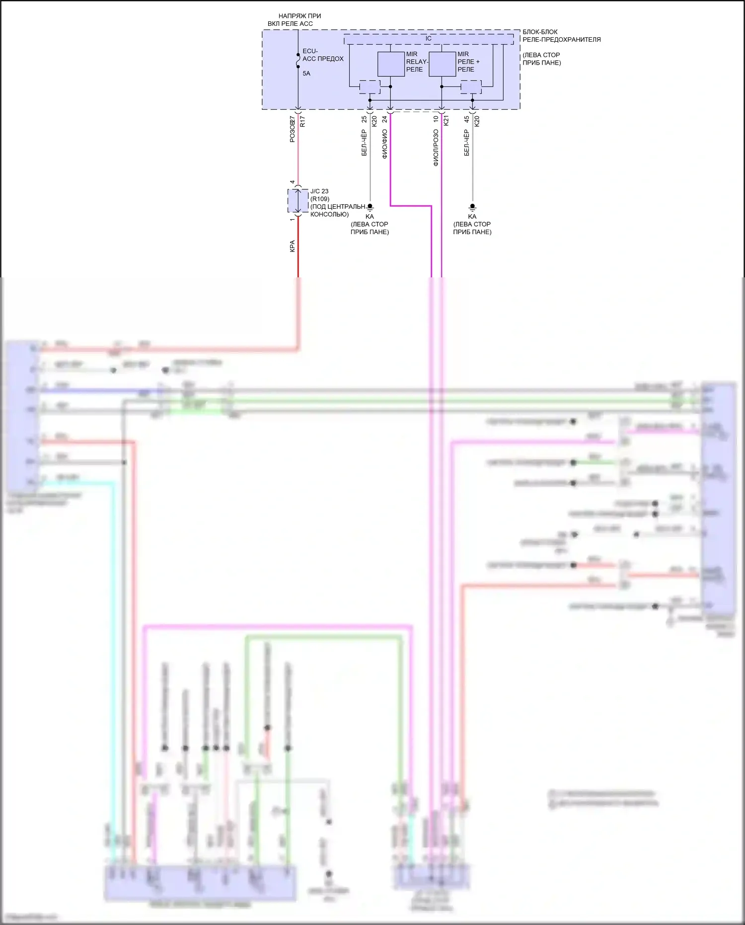 Prius Toyota V (2023-2024): Электросхема управления зеркалами заднего вида 