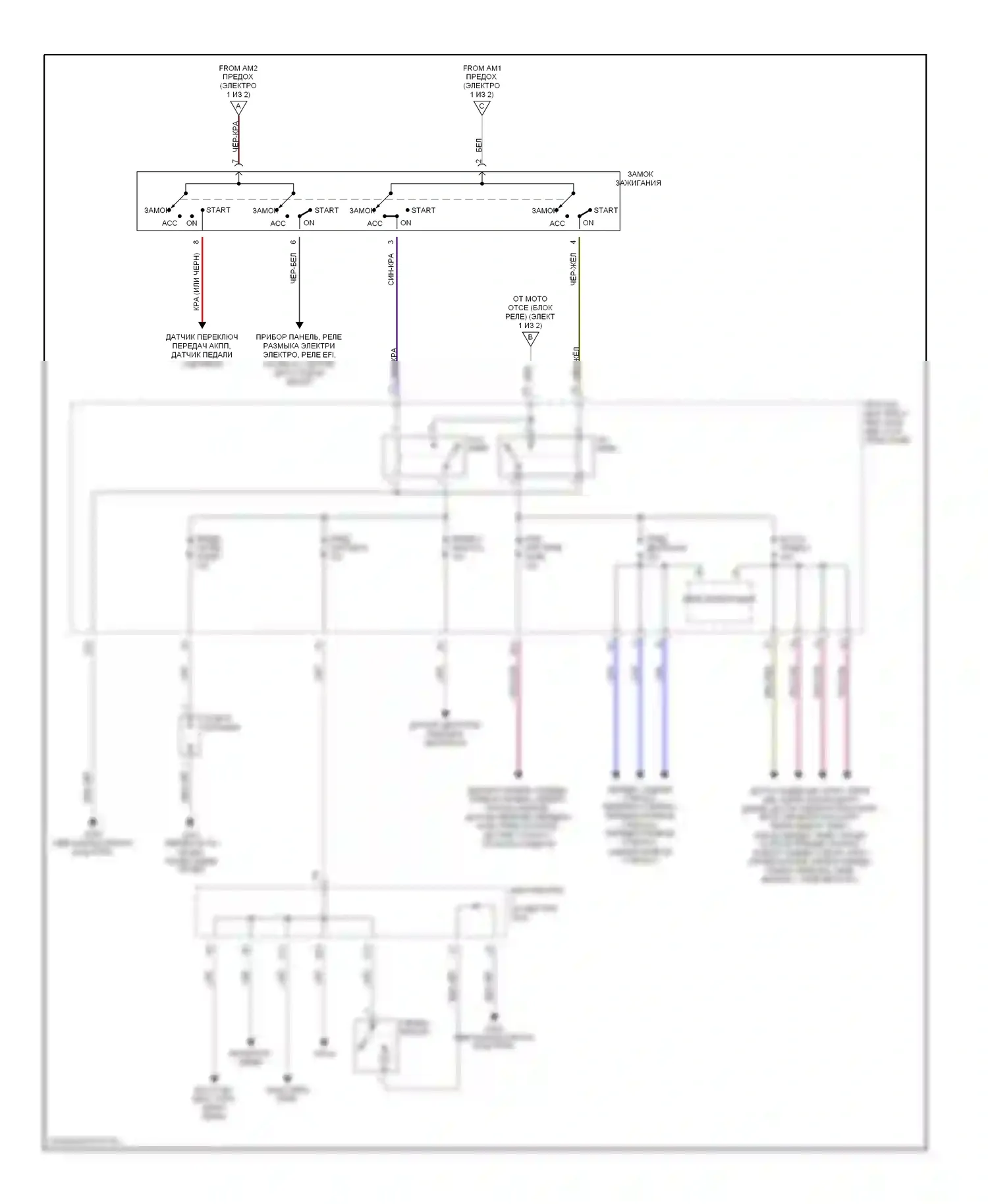 RAV4 Toyota I (1994-2000): Электросхема блока предохранителей реле (2 из 2) 