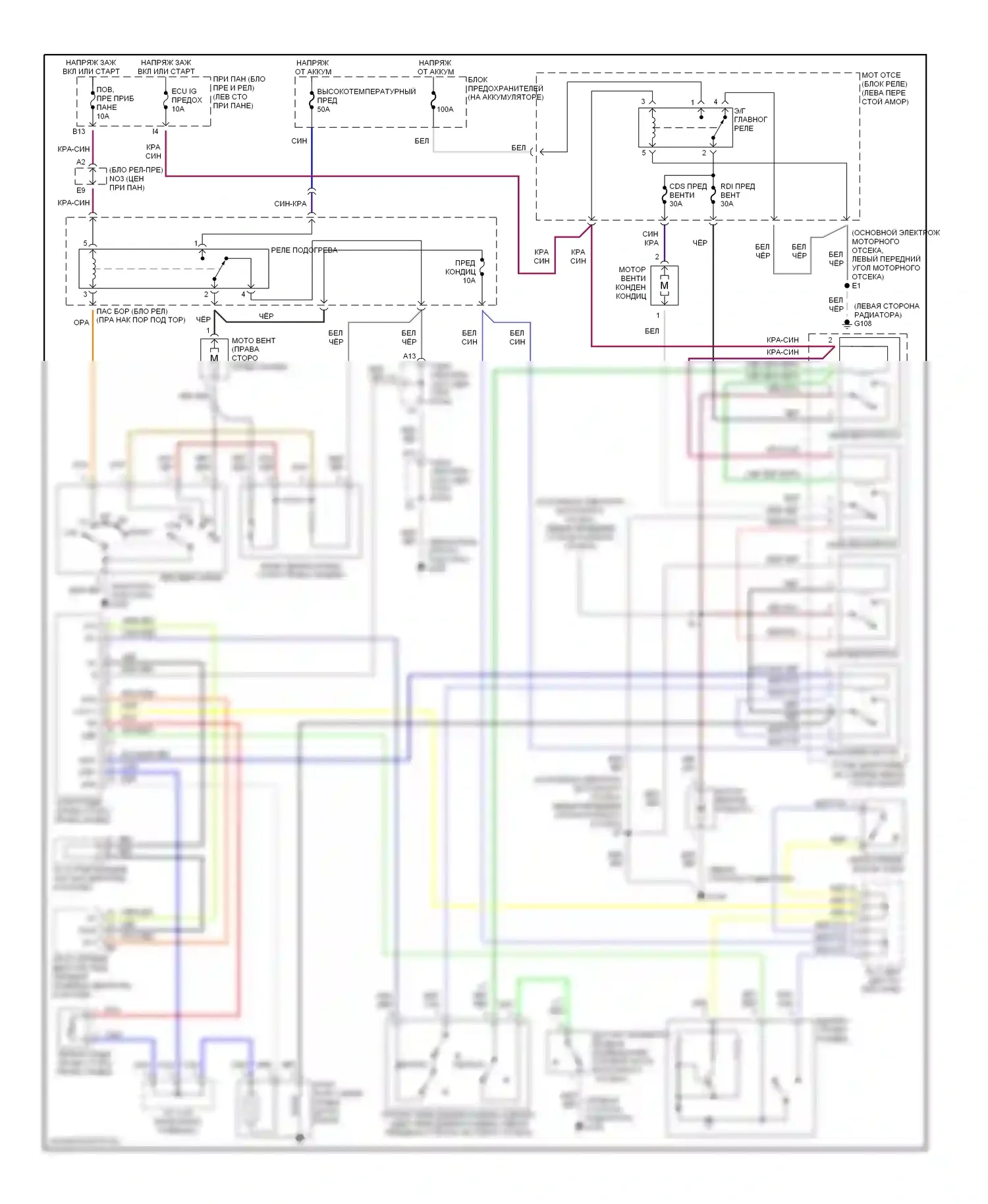 RAV4 Toyota I (1994-2000): Электросхема кондиционера 