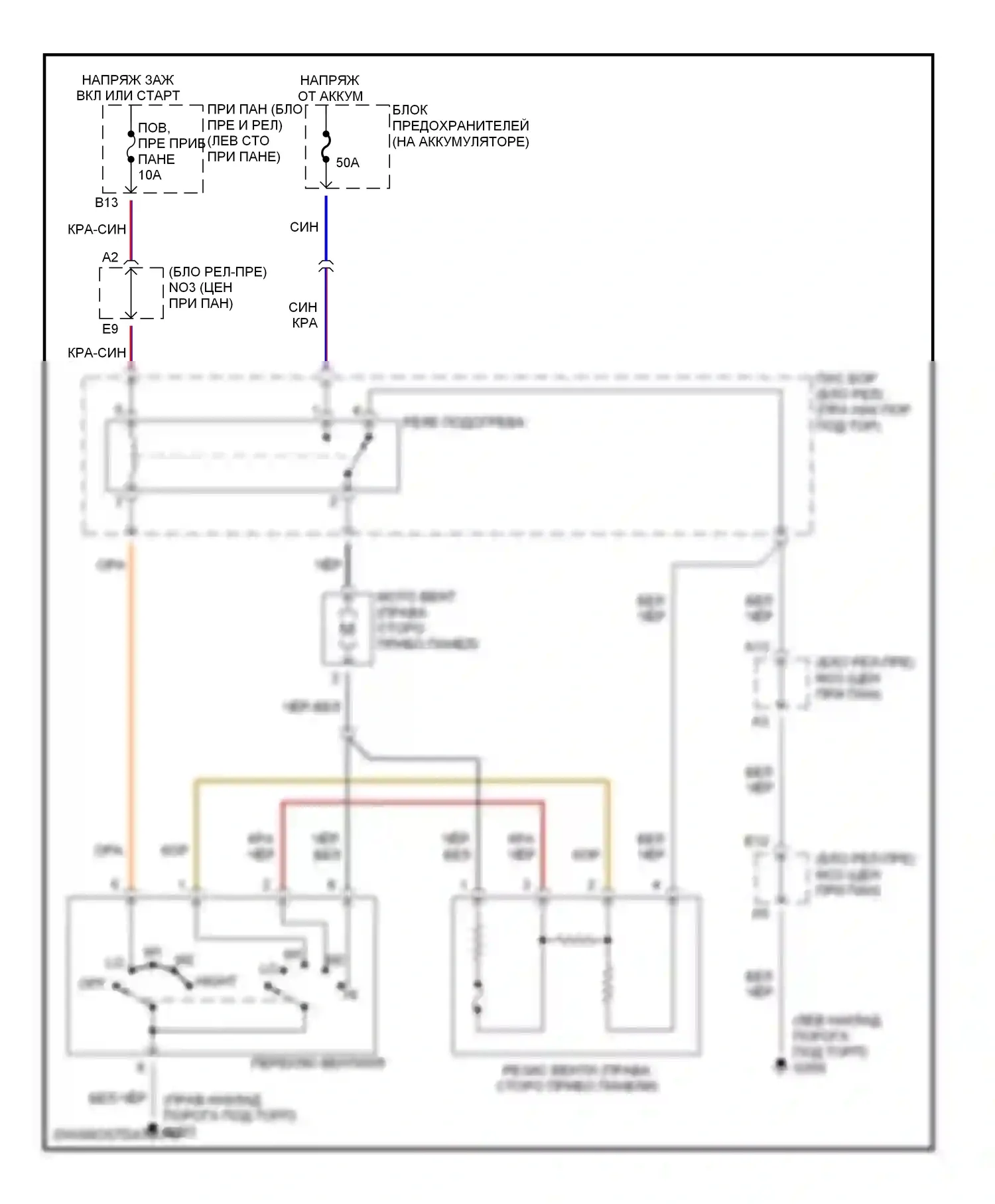 RAV4 Toyota I (1994-2000): Электросхема нагревателя 