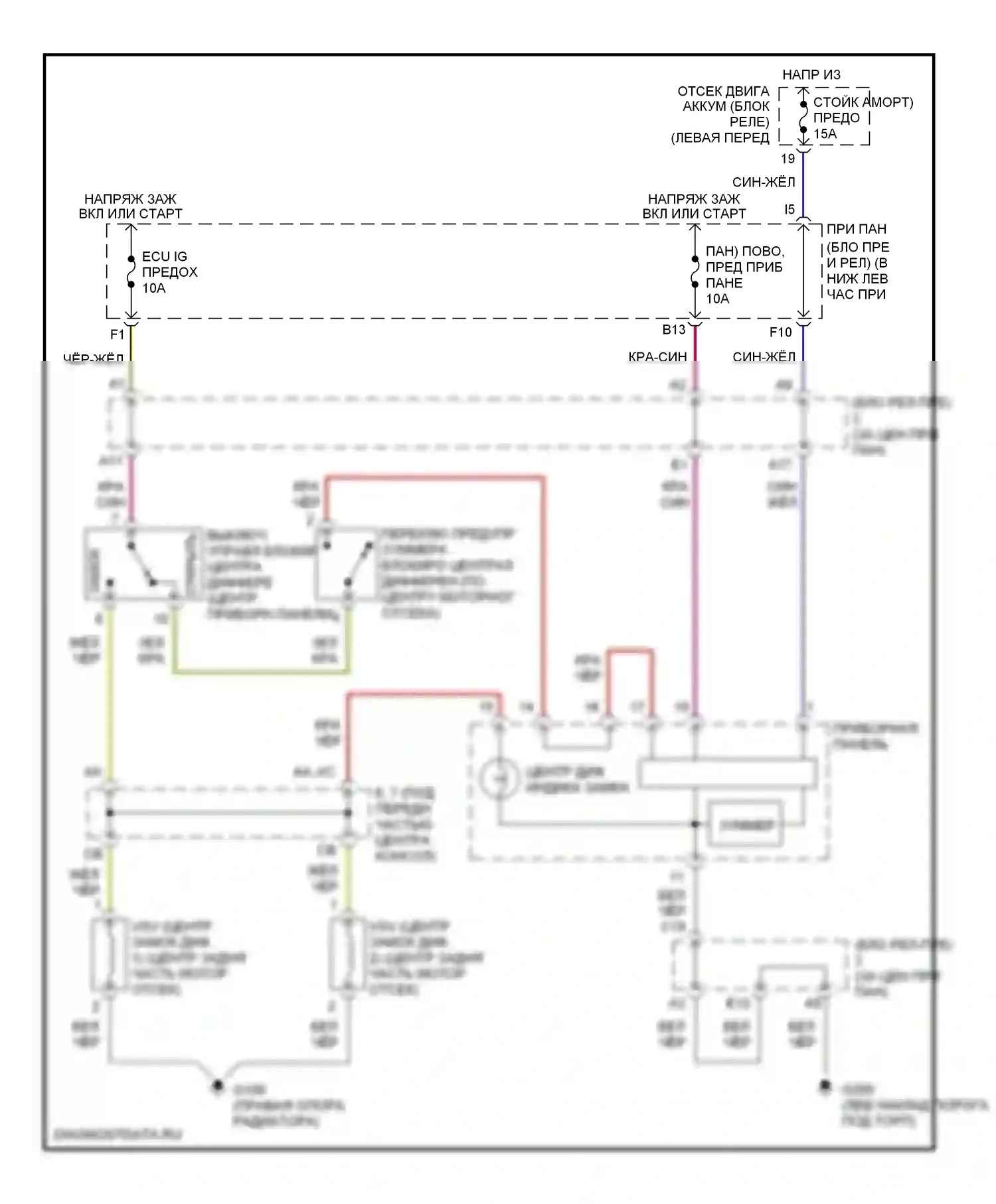 RAV4 Toyota I (1994-2000): Электросхема блокировки центрального дифференциала, ручная коробка передач 