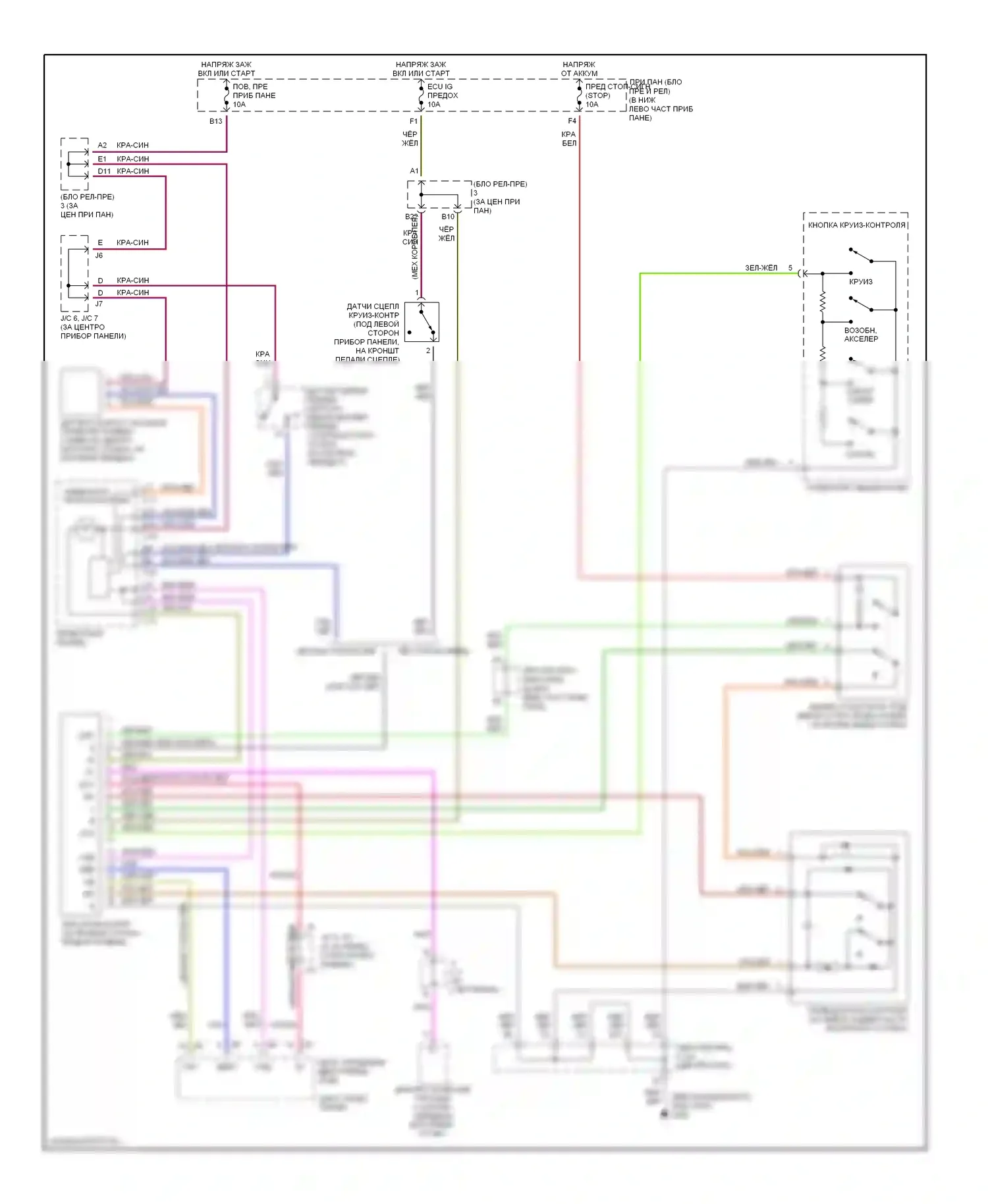 RAV4 Toyota I (1994-2000): Электросхема круиз-контроля 