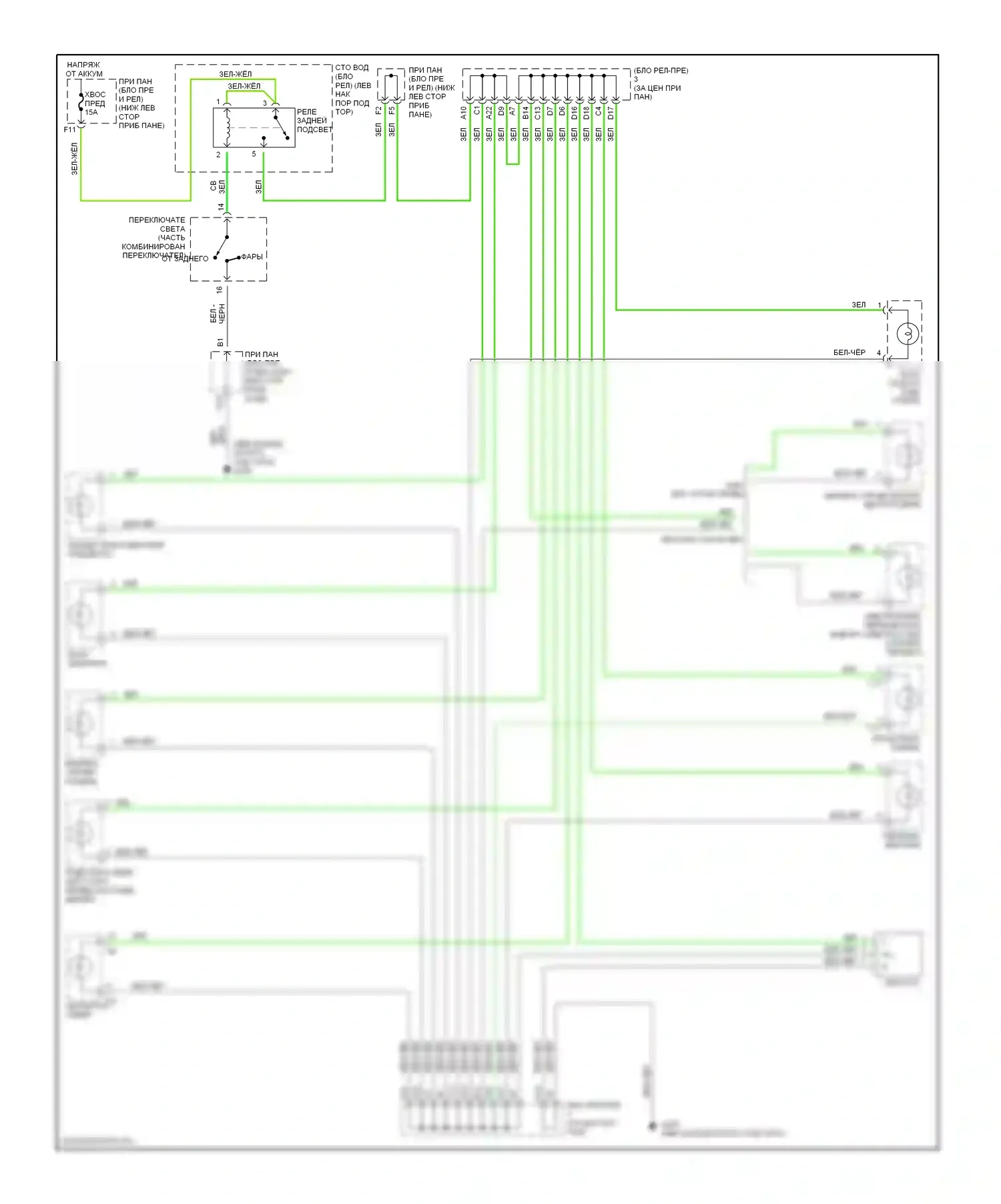 RAV4 Toyota I (1994-2000): Электросхема подсветки приборной панели 