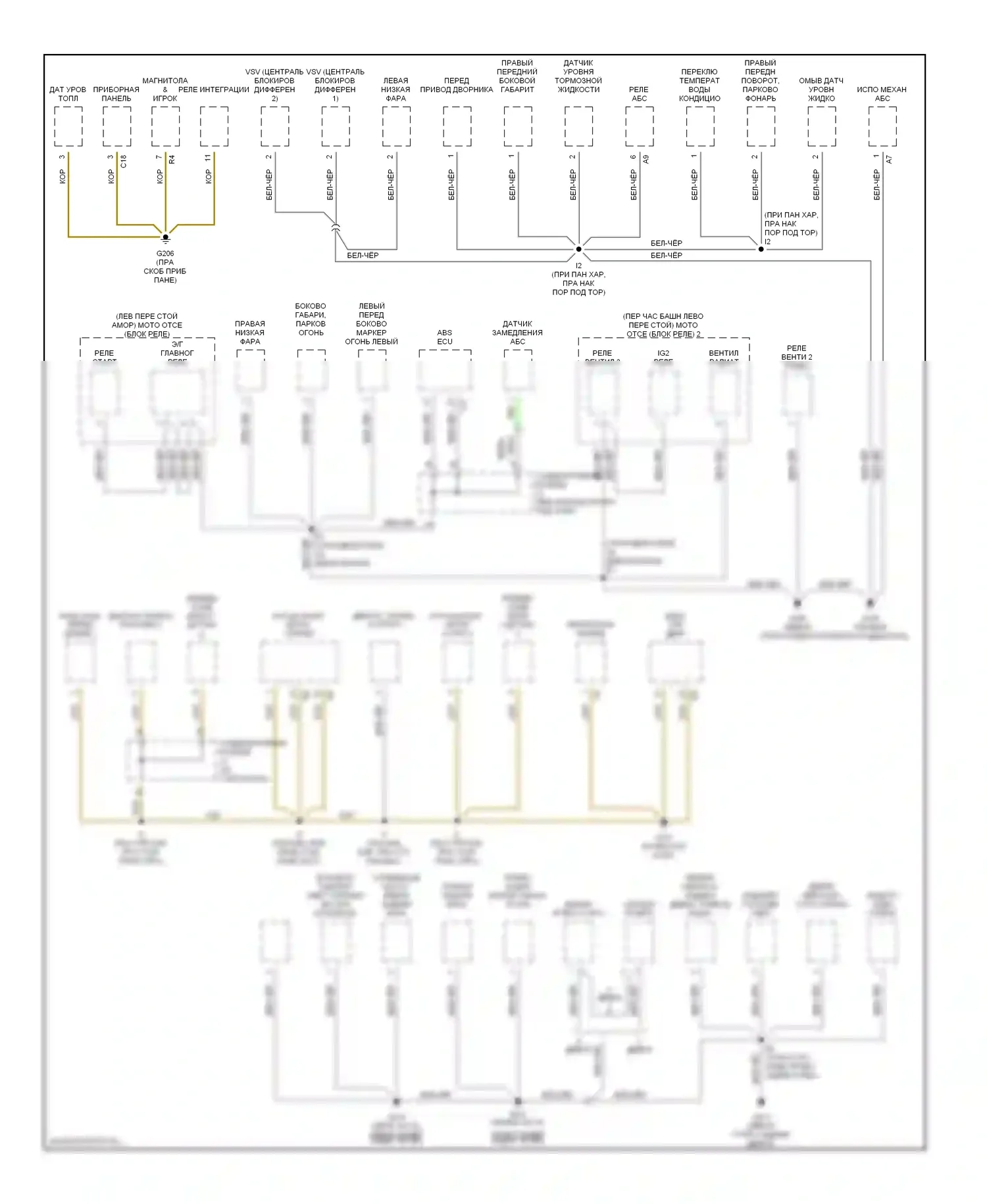 RAV4 Toyota I (1994-2000): Электросхема разводки массы (1 из 2) 