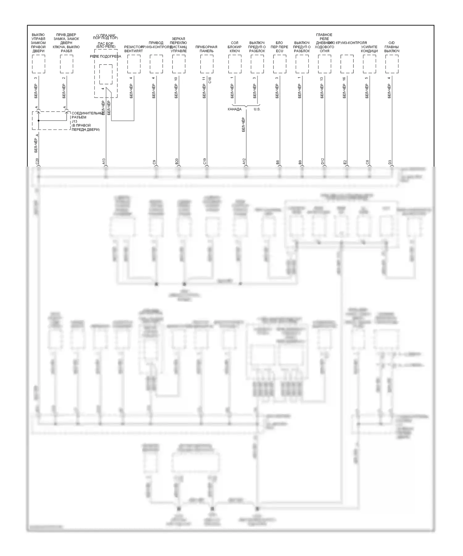 RAV4 Toyota I (1994-2000): Электросхема разводки массы (2 из 2) 
