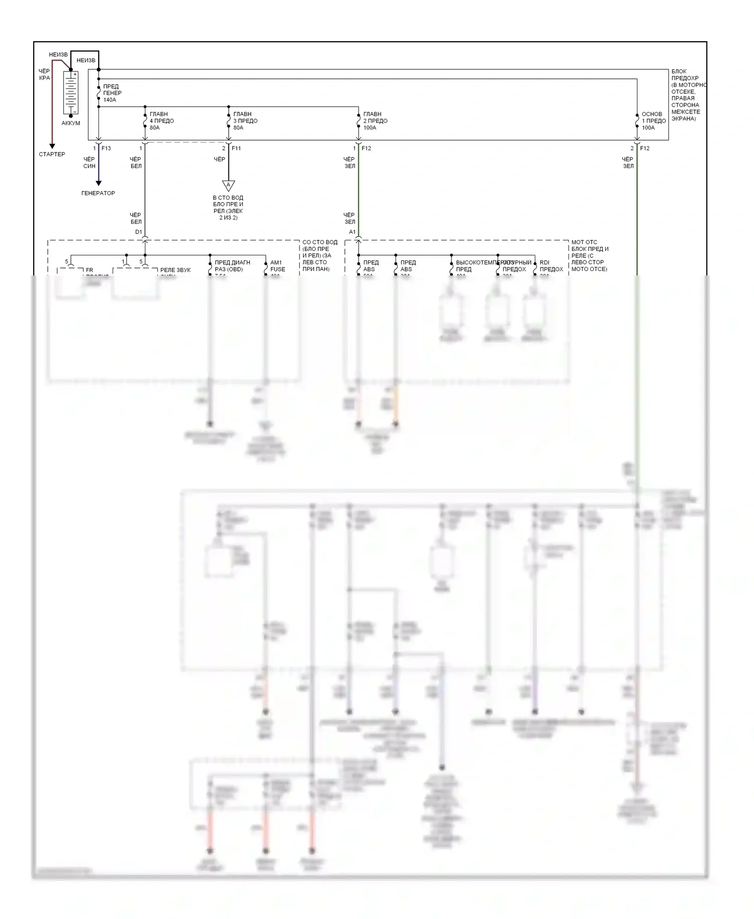 RAV4 Toyota II рестайлинг (2003-2006): Электросхема блока предохранителей реле (1 из 2) 