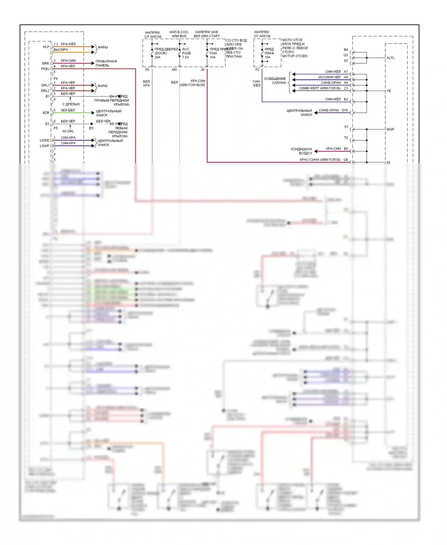 RAV4 Toyota II рестайлинг (2003-2006): Электросхема блоков управления кузовом 