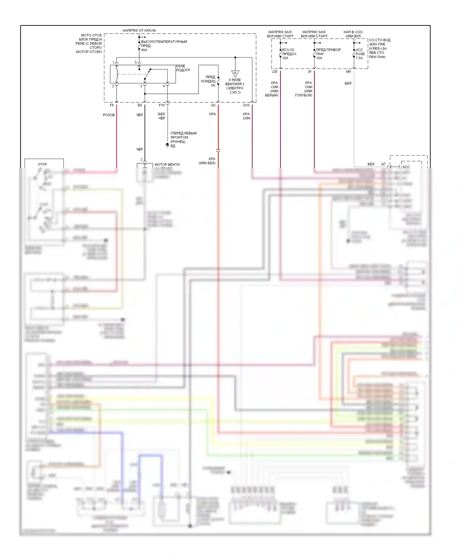 RAV4 Toyota II рестайлинг (2003-2006): Электросхема ручного кондиционера (1 из 2) 