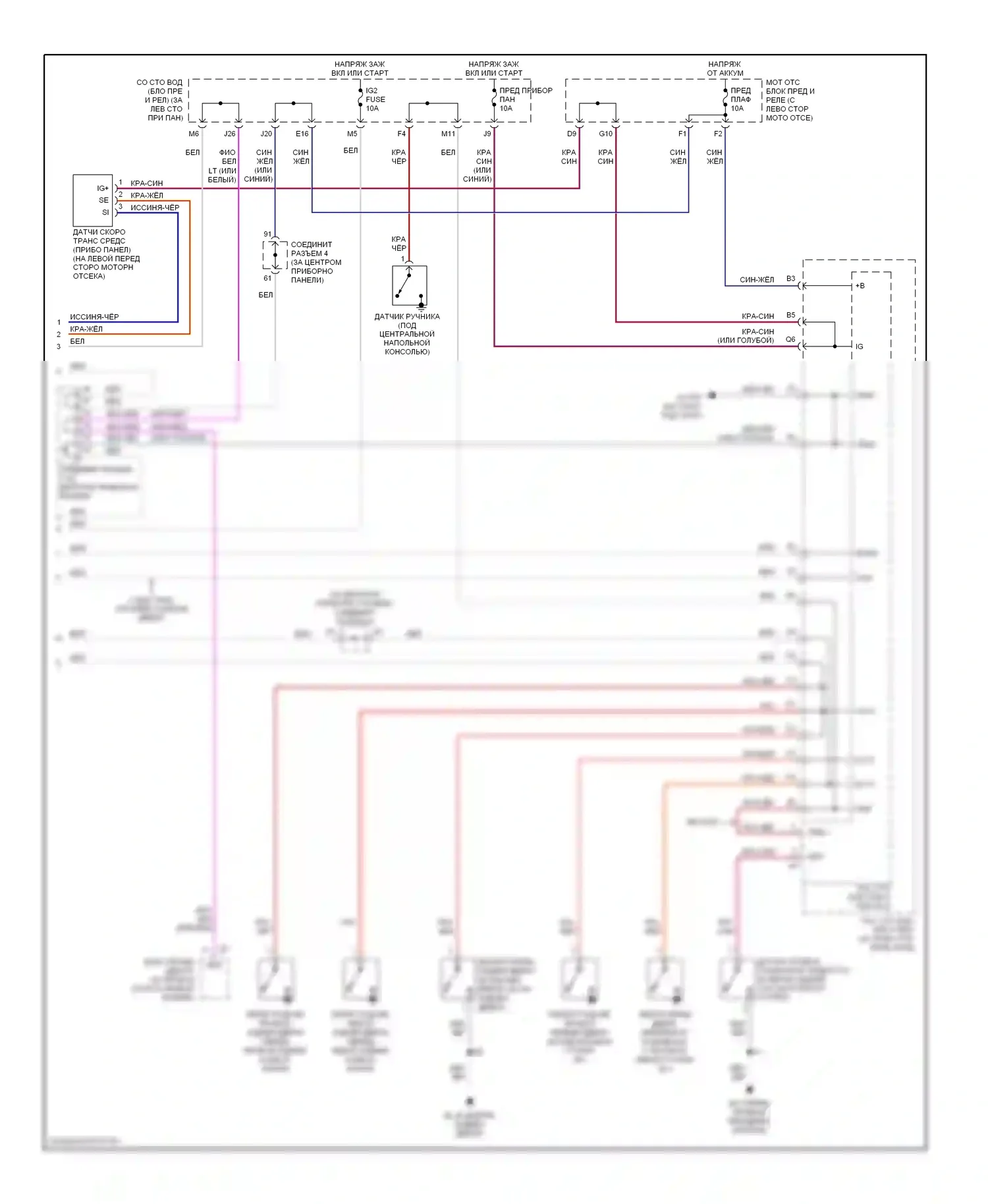 RAV4 Toyota II рестайлинг (2003-2006): Электросхема приборной панели (2 из 2) 
