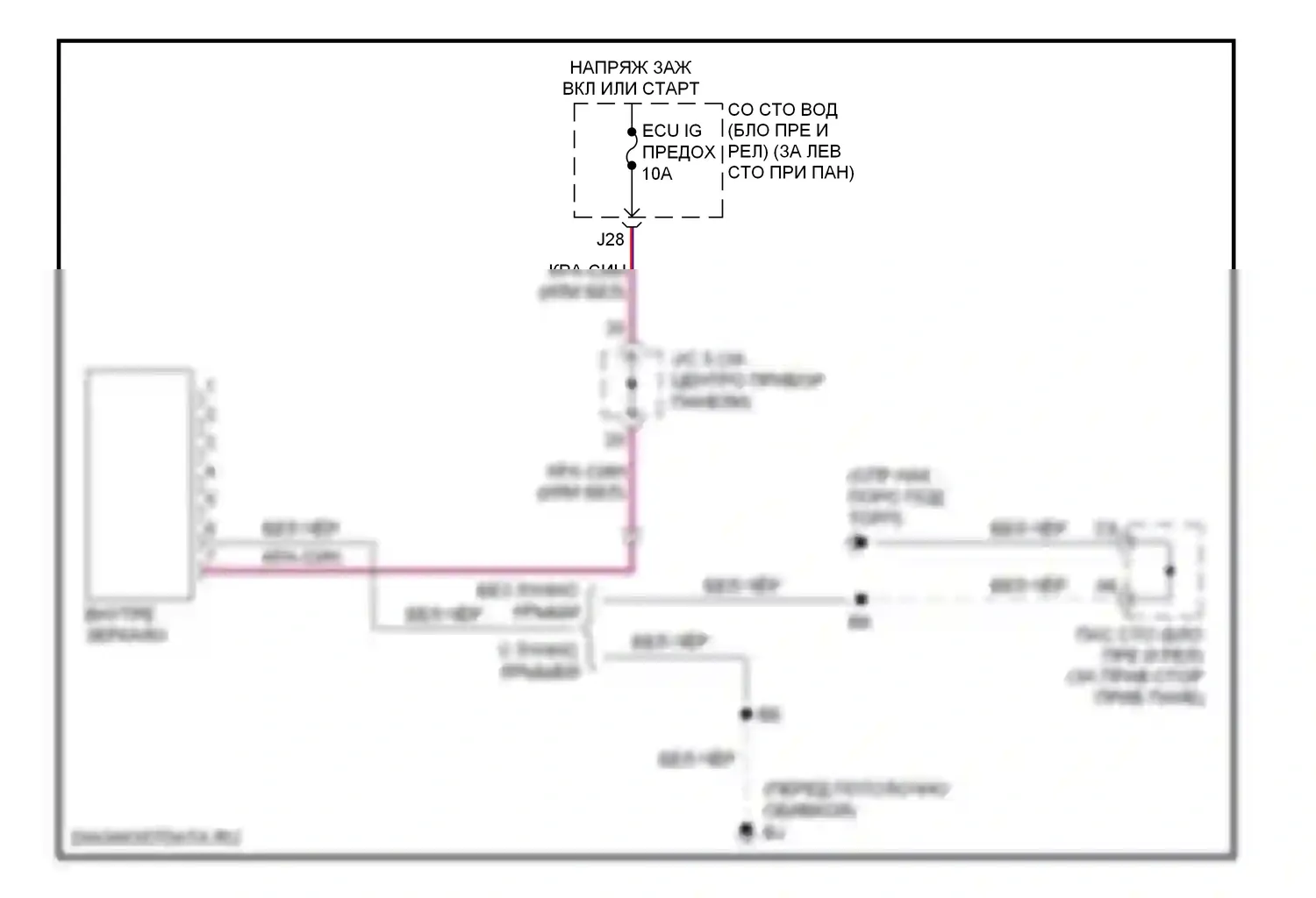 RAV4 Toyota II рестайлинг (2003-2006): Электросхема электрохромного зеркала 
