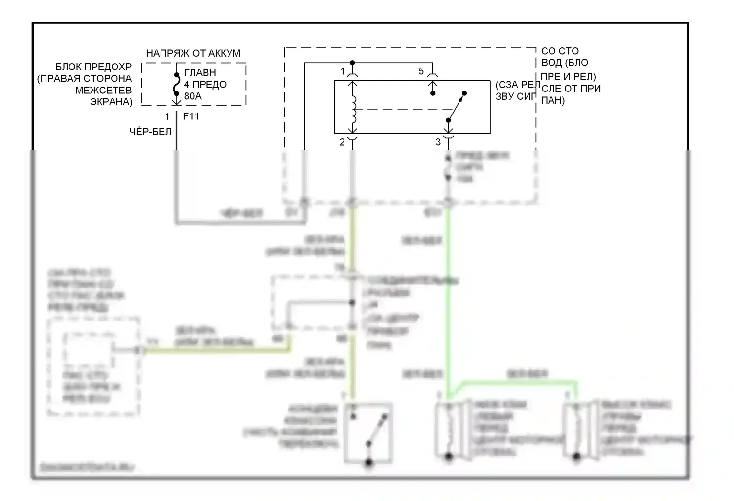 RAV4 Toyota II (2000-2003): Электросхема клаксона 