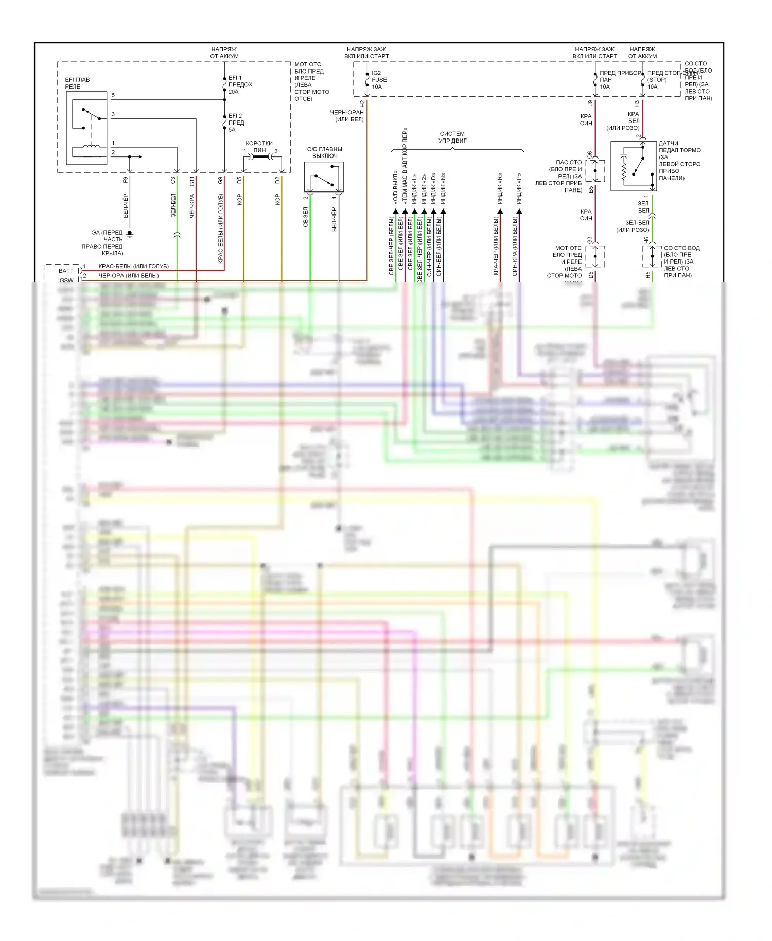 RAV4 Toyota II (2000-2003): Электросхема автоматической коробки передач 