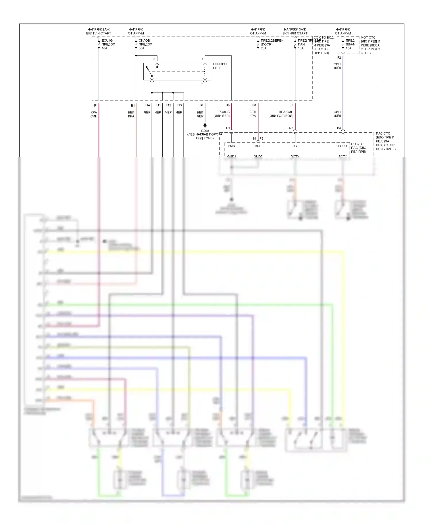 RAV4 Toyota II (2000-2003): Электросхема стеклоподъемника 