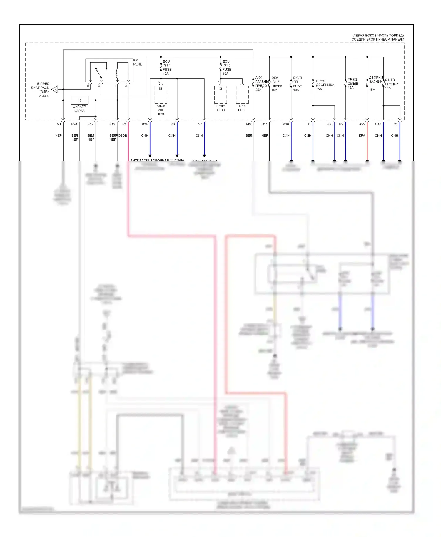 RAV4 Toyota III рестайлинг (2010-2016): Электросхема блока предохранителей реле, эв (3 из 4) 