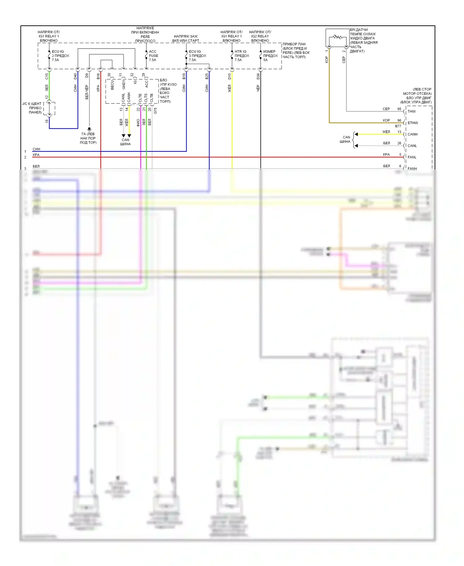 RAV4 Toyota III рестайлинг (2010-2016): Электросхема климат контроля, кроме ev (3 из 3) 