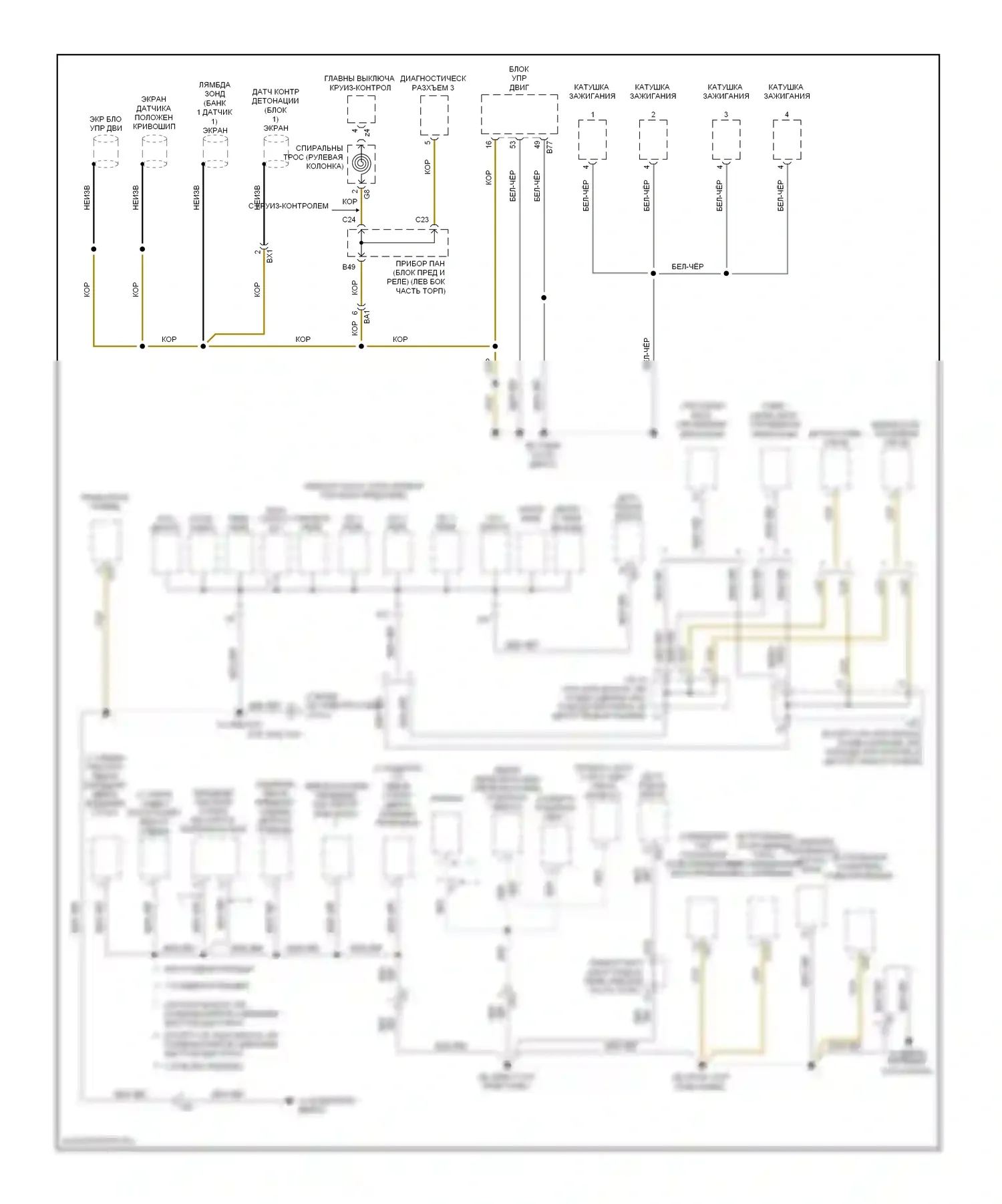RAV4 Toyota III рестайлинг (2010-2016): Электросхема разводки массы, за исключением ev (2 из 4) 