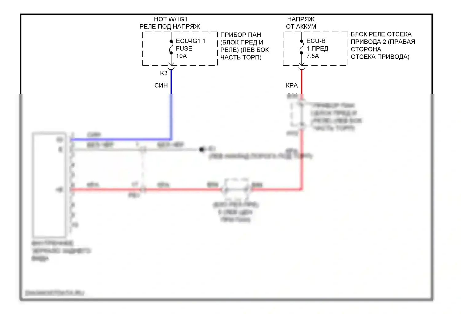 RAV4 Toyota III рестайлинг (2010-2016): Электросхема электрохромного зеркала, эв 