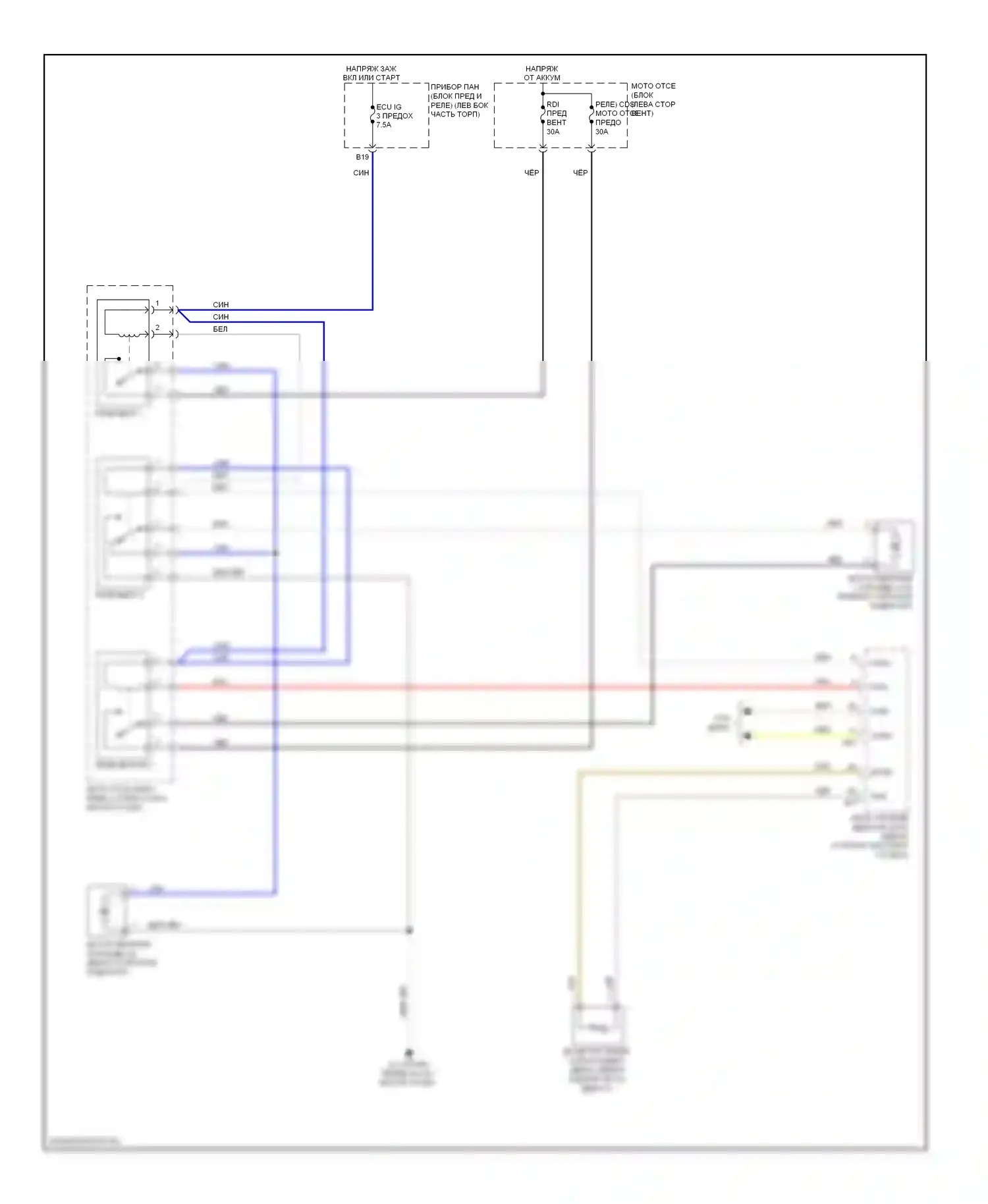 RAV4 Toyota III рестайлинг (2010-2016): Электросхема вентилятора охлаждения, кроме ev 