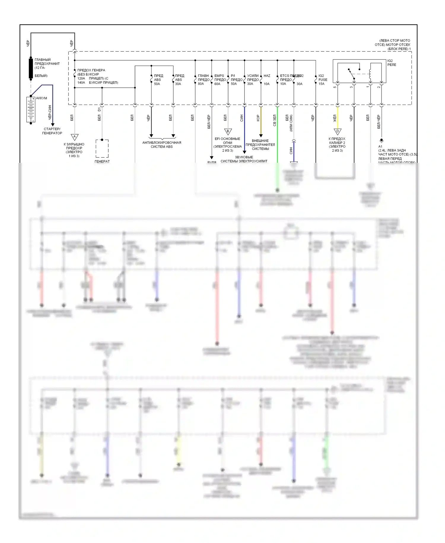 RAV4 Toyota III (2005-2010): Электросхема блока предохранителей реле (1 из 3) 