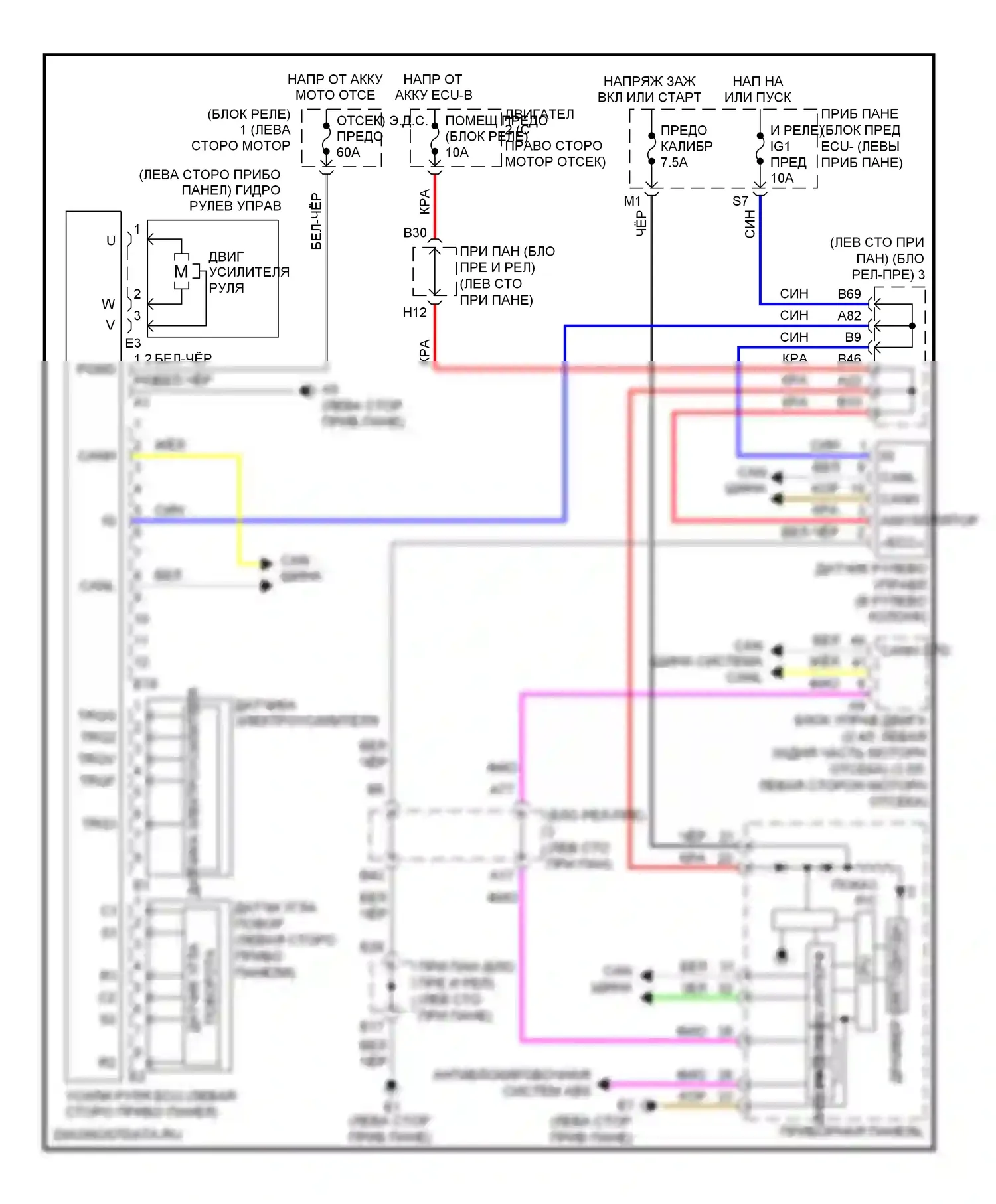 RAV4 Toyota III (2005-2010): Электросхема электроусилителя руля 