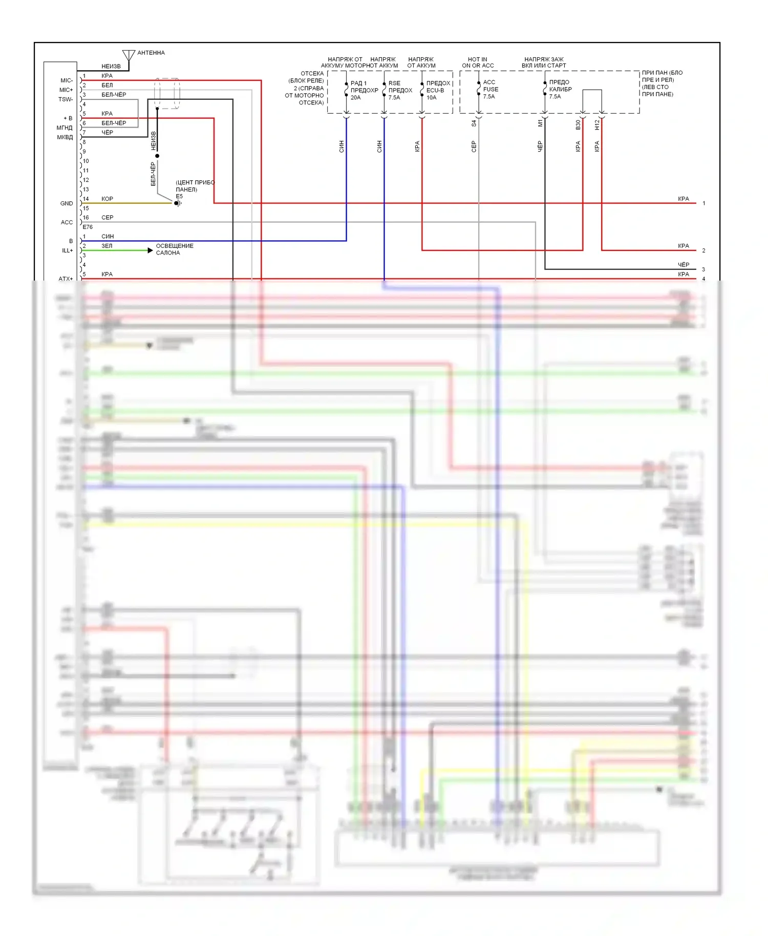 RAV4 Toyota III (2005-2010): Электросхема магнитолы, с jbl (1 из 2) 