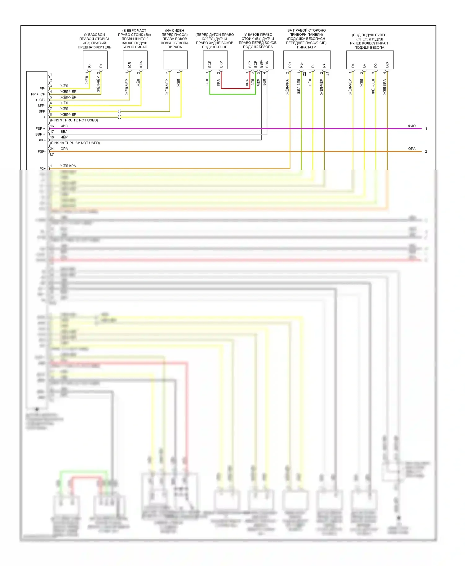 RAV4 Toyota III (2005-2010): Электросхема подушек безопасности (1 из 2) 