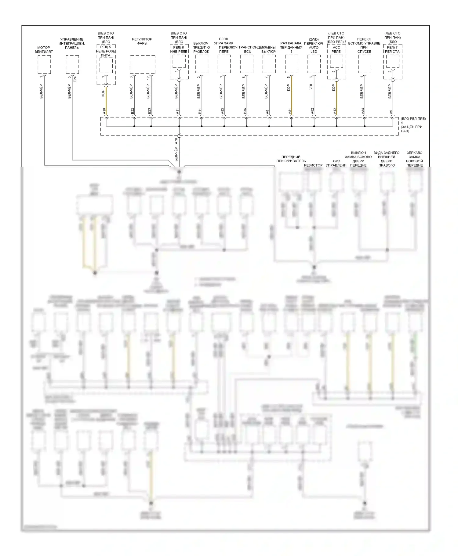 RAV4 Toyota III (2005-2010): Электросхема точек подключения масс (2 из 3) 