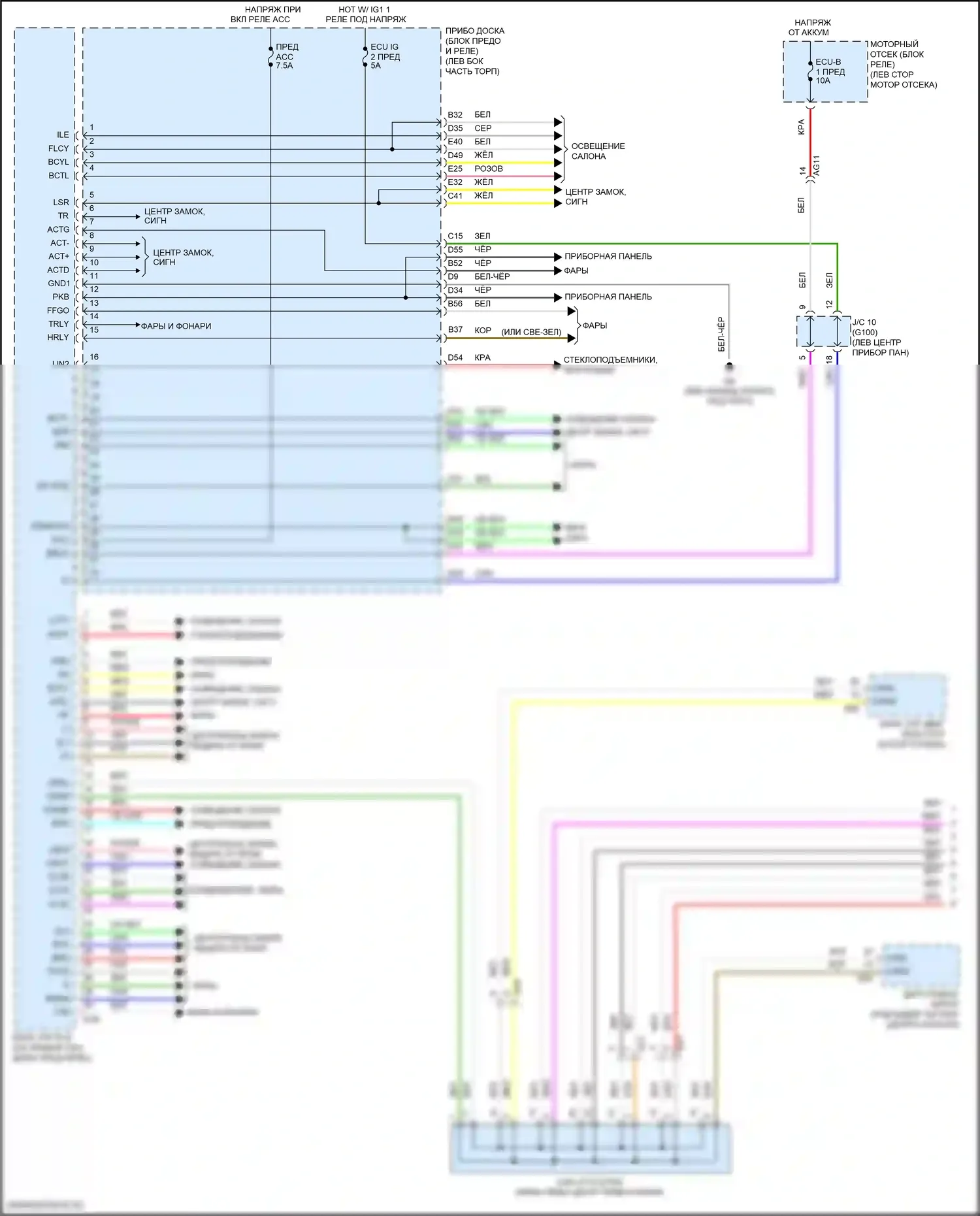 RAV4 Toyota IV рестайлинг (2015-2019): Электросхема блоков управления кузовом, гибридная (1 из 2) 