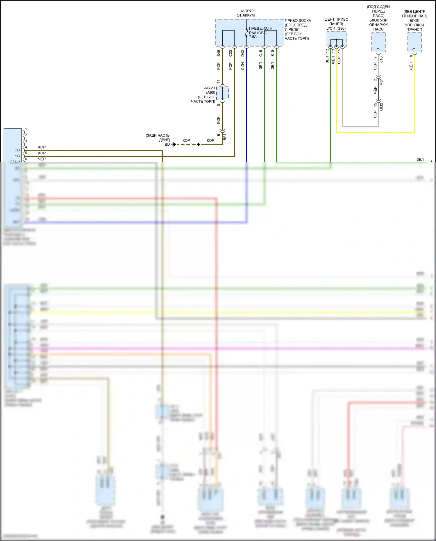 RAV4 Toyota IV рестайлинг (2015-2019): Can шина электросхема, за исключением гибридной (1 из 3) 