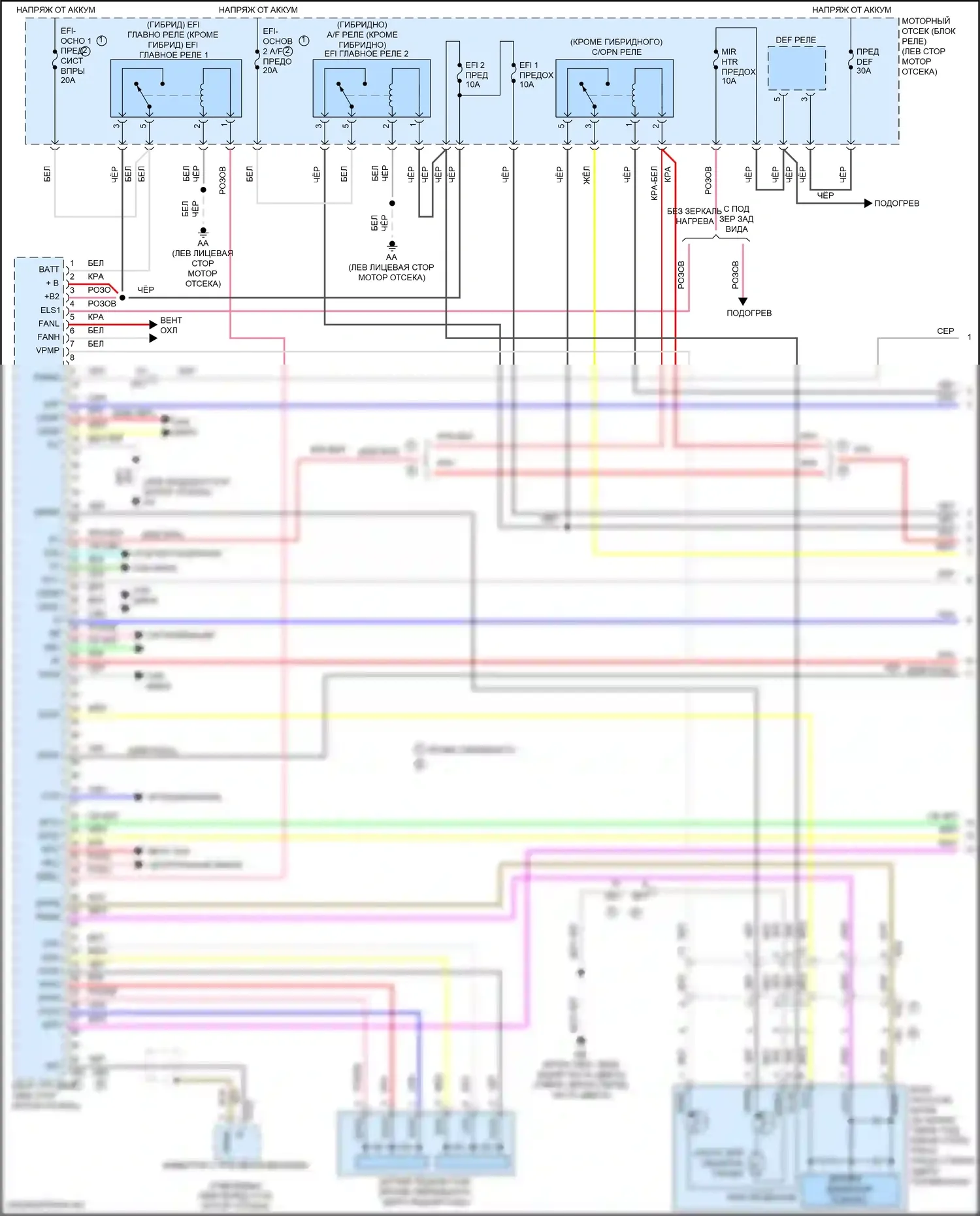 RAV4 Toyota IV рестайлинг (2015-2019): Электросхема двигатель 2.5л гибрид, электросхема органов управления двигателем (1 из 6) 