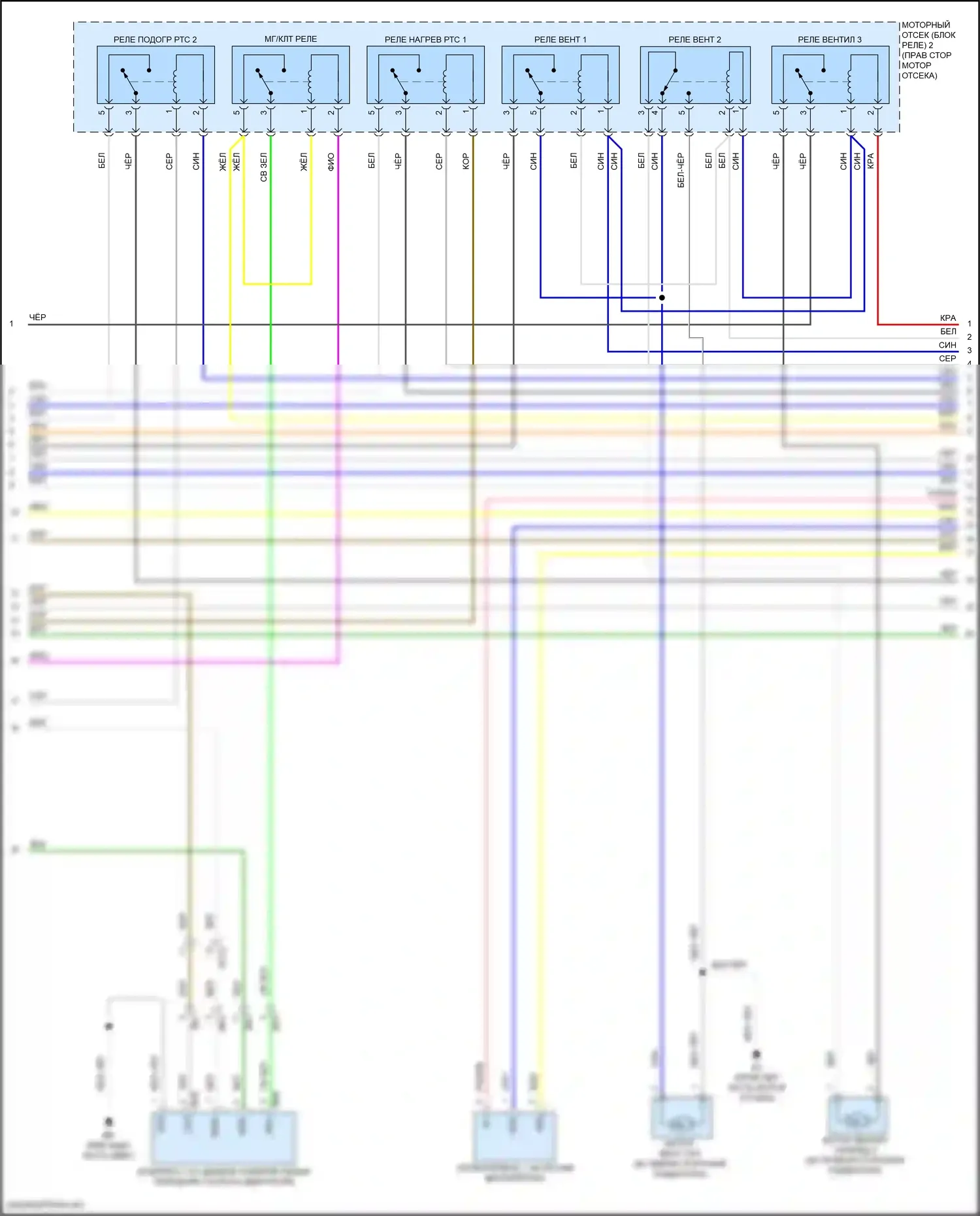 RAV4 Toyota IV рестайлинг (2015-2019): Электросхема ручного кондиционера (2 из 4) 