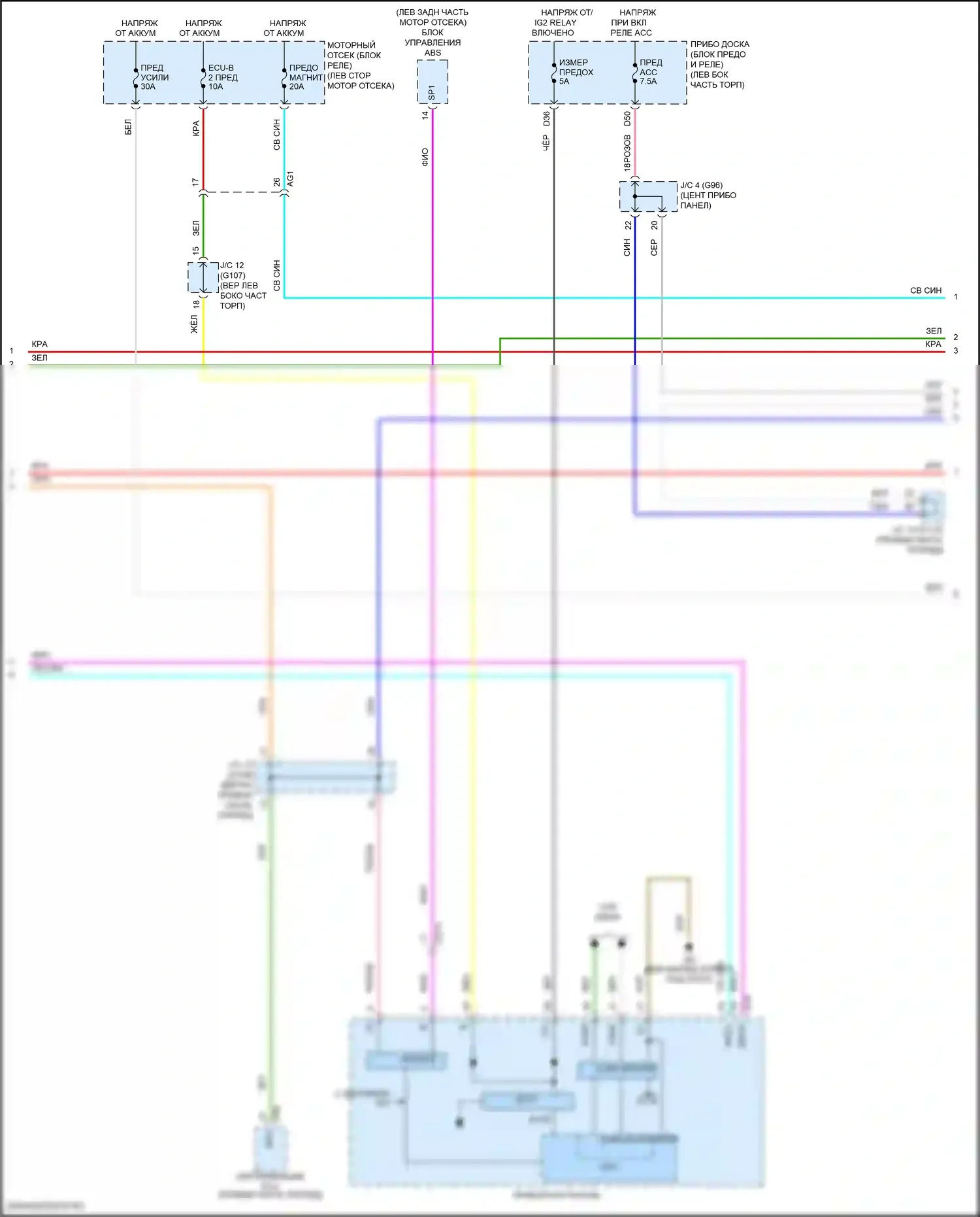 RAV4 Toyota IV рестайлинг (2015-2019): Электросхема магнитолы, за исключением гибридной с отдельным усилителем (3 из 4) 