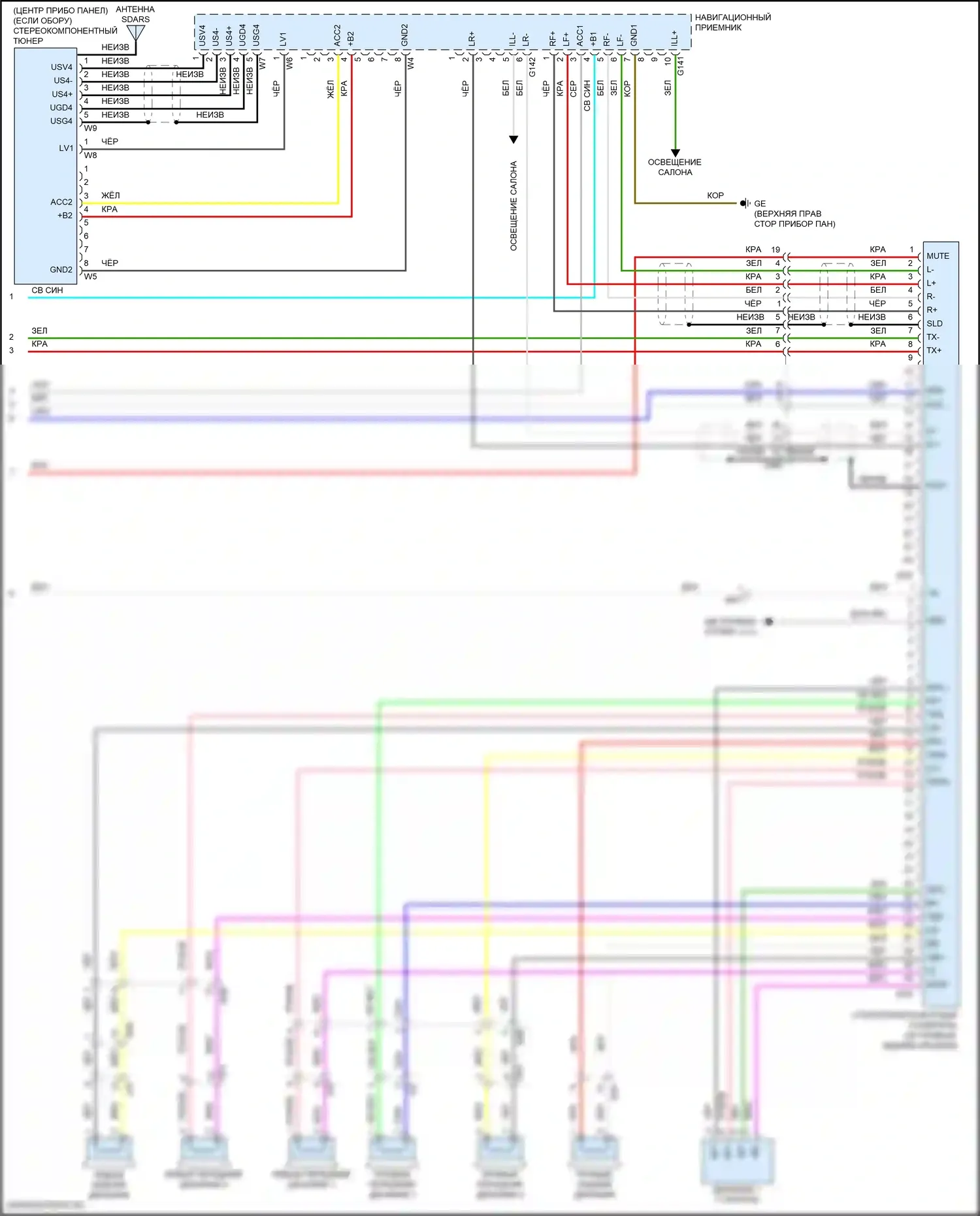 RAV4 Toyota IV рестайлинг (2015-2019): Электросхема магнитолы, за исключением гибридной с отдельным усилителем (4 из 4) 