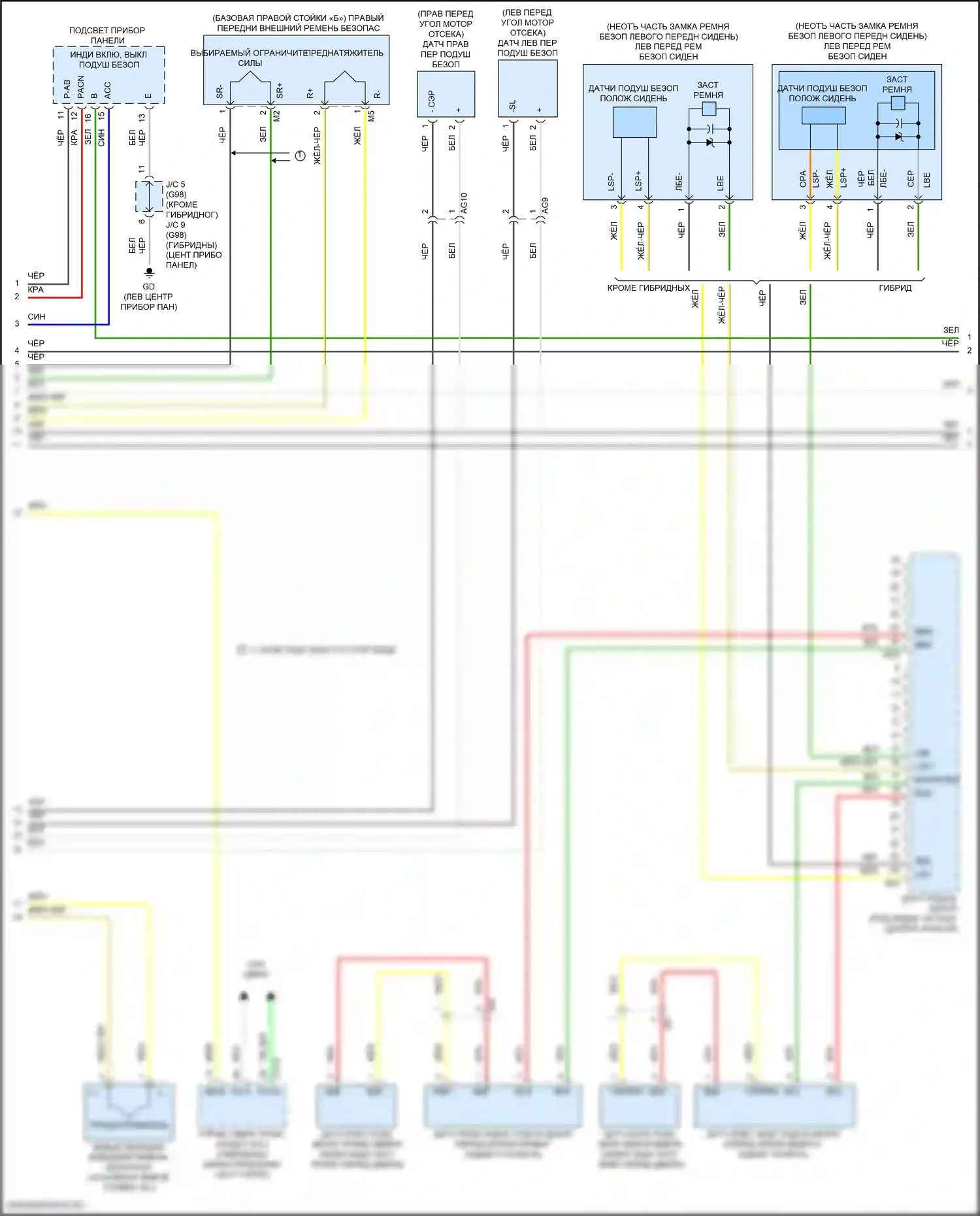 RAV4 Toyota IV рестайлинг (2015-2019): Электросхема подушек безопасности (2 из 3) 